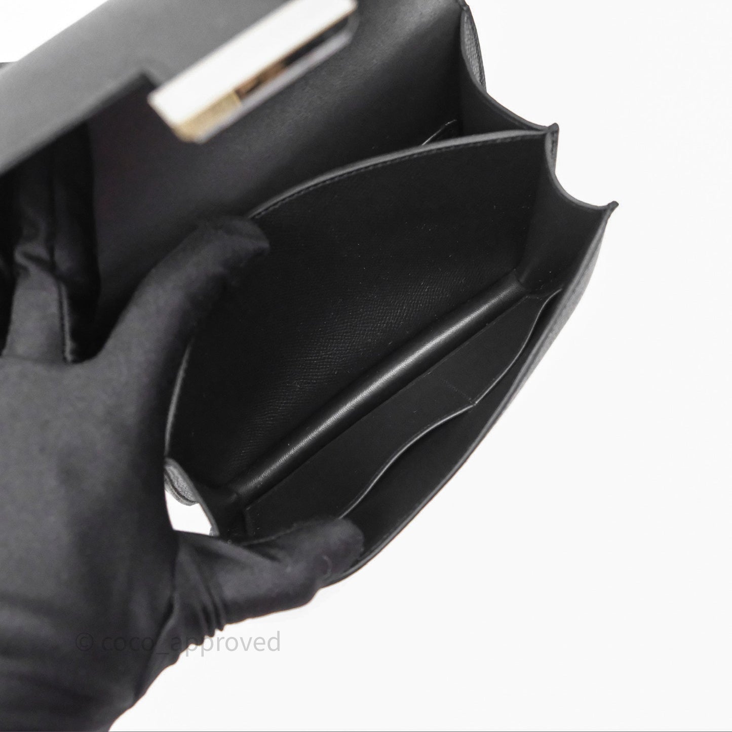 Hermès Constance Mini 18cm Mirror Noir 89 Epsom Palladium Hardware