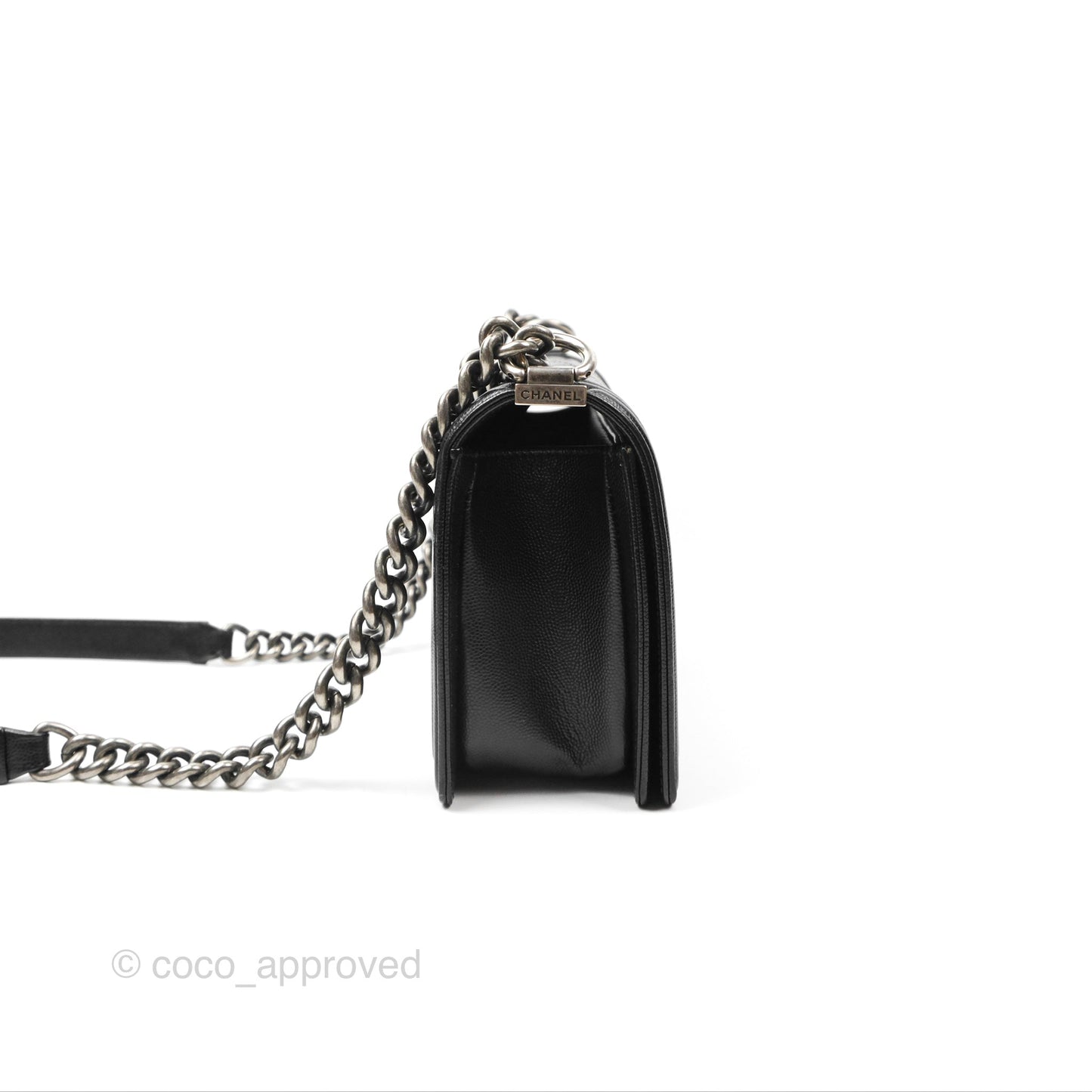 Chanel Boy Quilted Medium Black Caviar Ruthenium Hardware