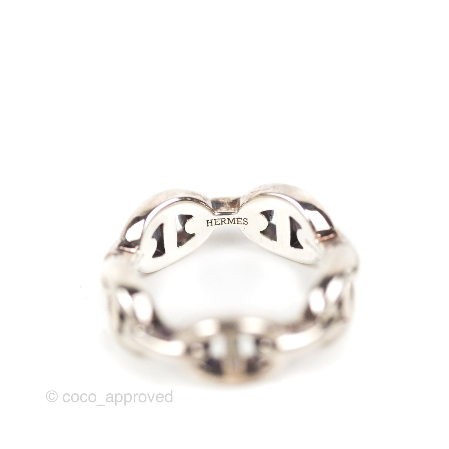Hermès Chaine d'Ancre Enchainee Band Ring PM Sterling Silver Size 51