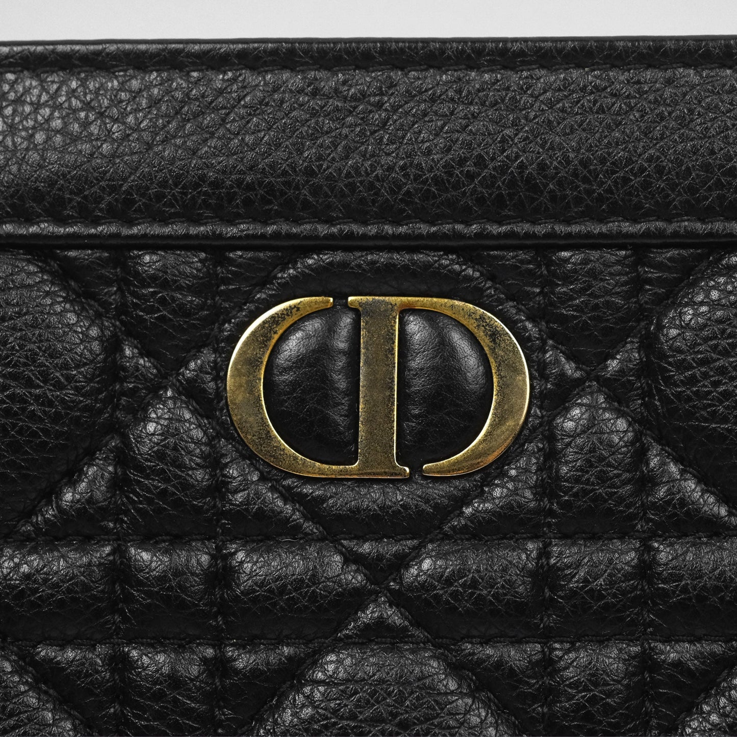 Dior Caro Zipped Pouch With Chain Black Cannage Calfskin