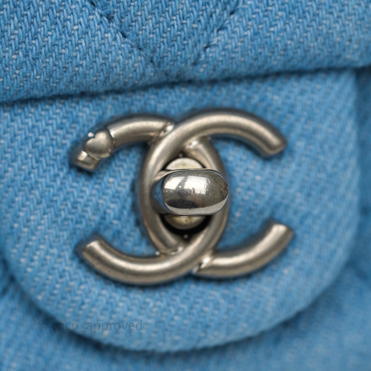 Chanel Heart Crush Mini Flap Bag Blue Denim Aged Silver Hardware