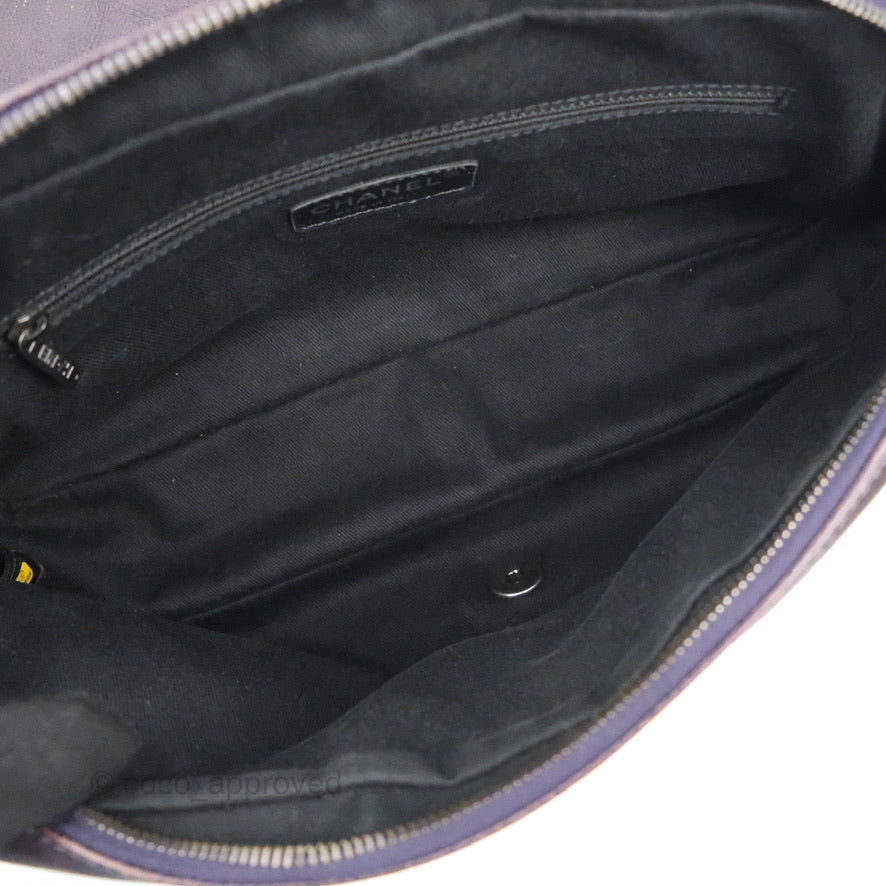 Chanel Jumbo Easy Flap Bag Caviar Dark Purple Ruthenium Hardware