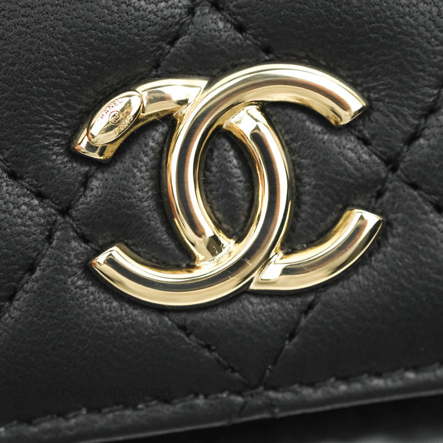 Chanel Mini Bag Black Lambskin Crochet Gold Hardware 22C