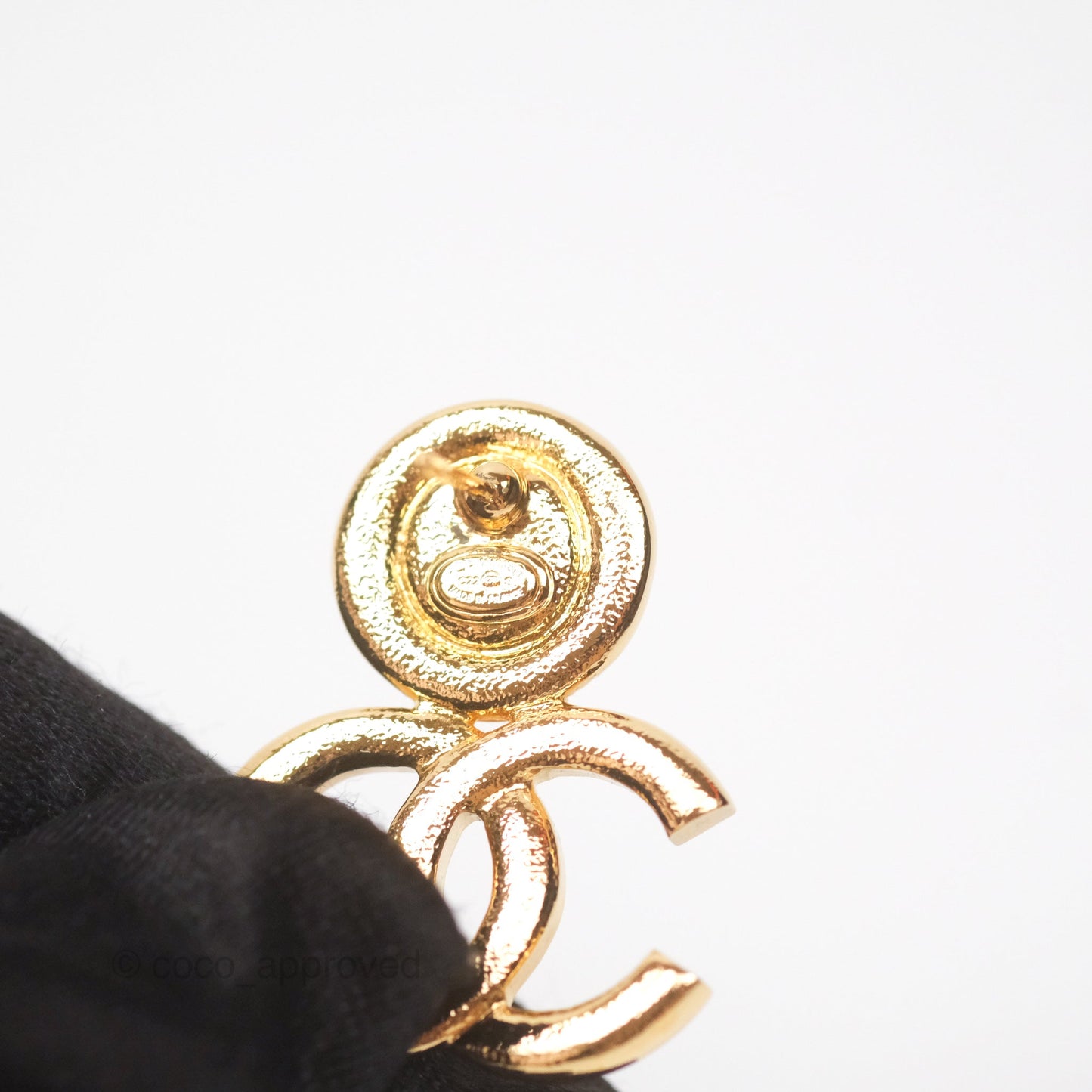 Chanel Pearl Ball Crystal CC Drop Earrings Gold Tone 22S