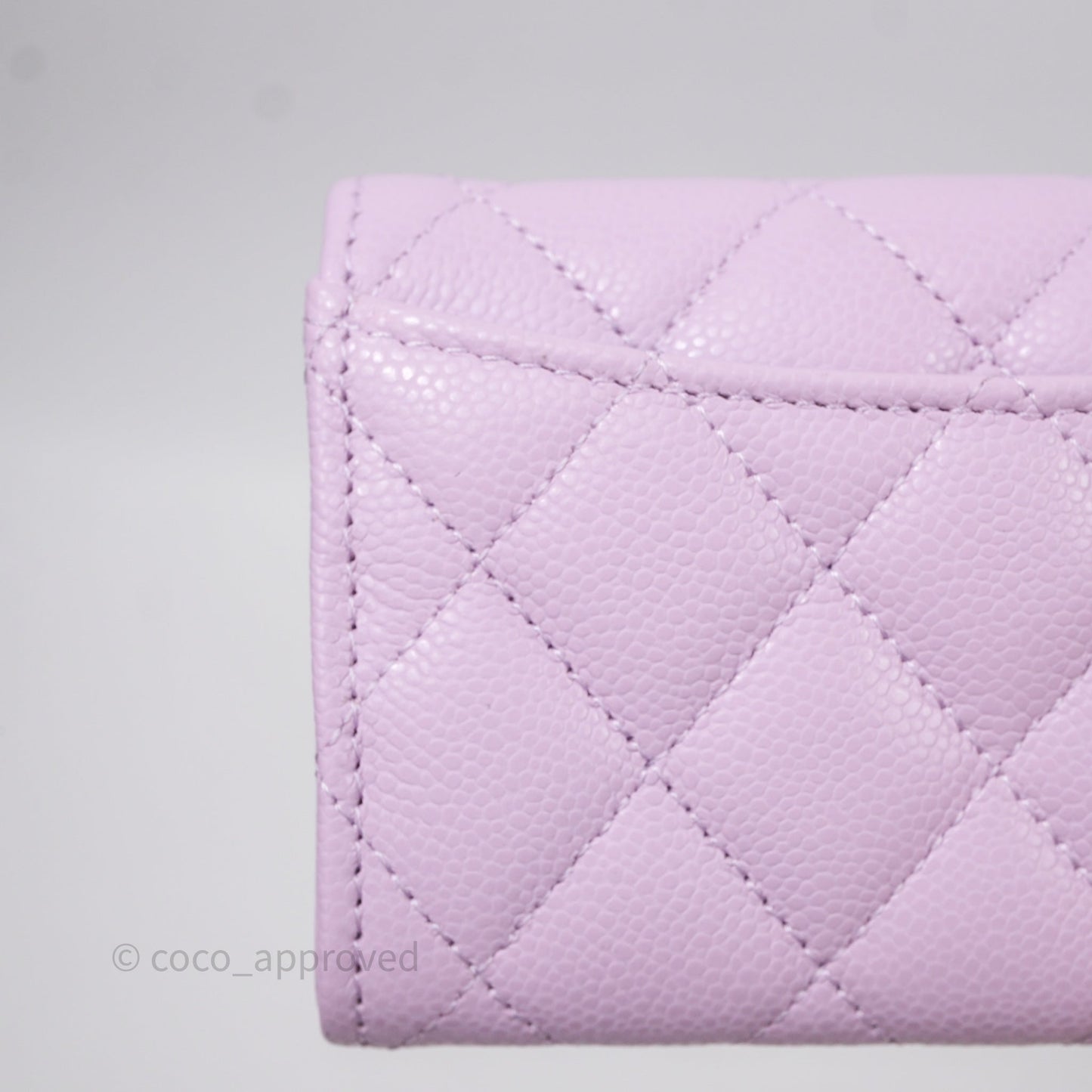 Chanel Quilted Flap Card Holder Purple Caviar Gold Hardware