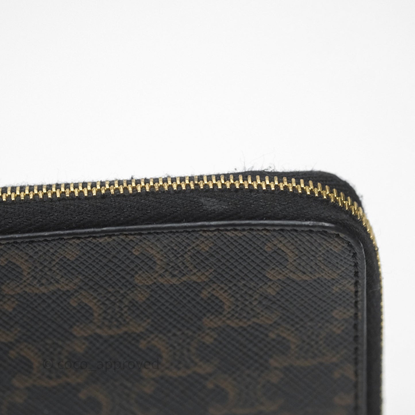 Celine Zipped Purse with Removable Card Holder in Tan Triomphe Canvas/ Lambskin