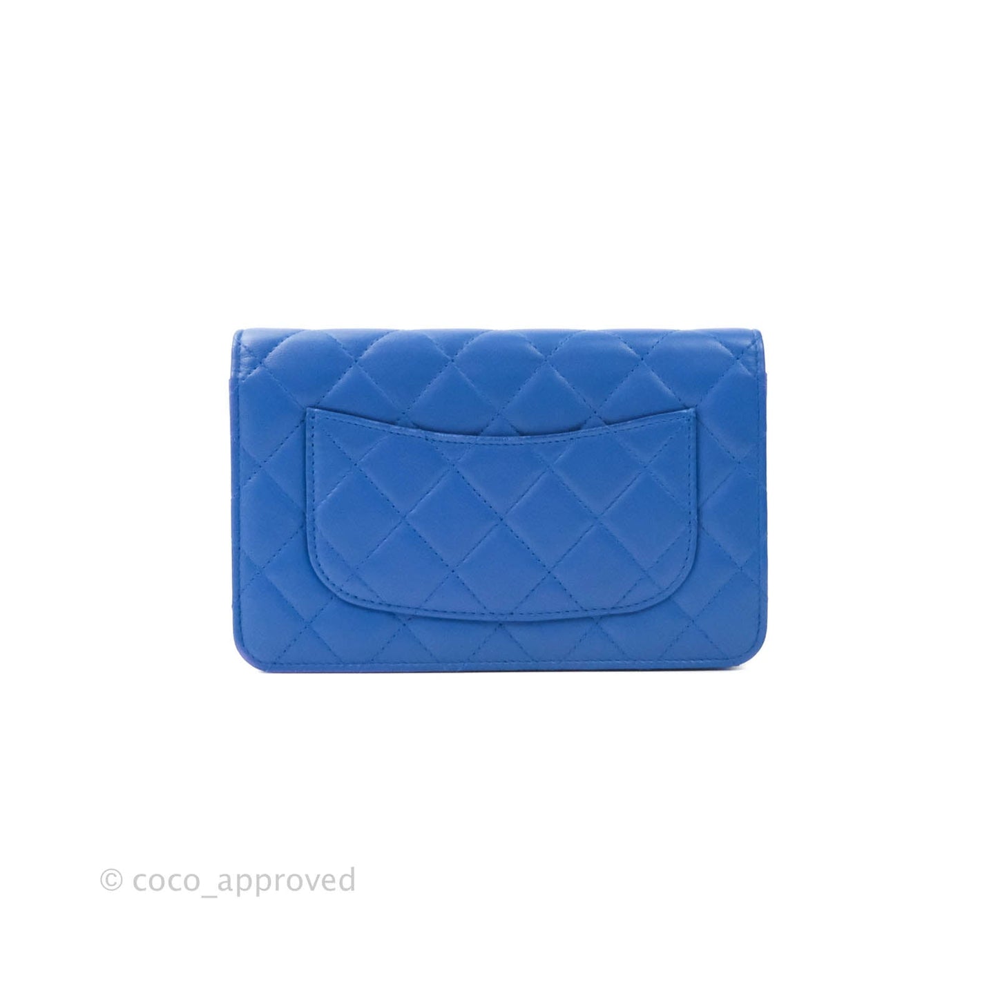 Chanel Quilted Wallet on Chain WOC Blue Lambskin Silver Hardware