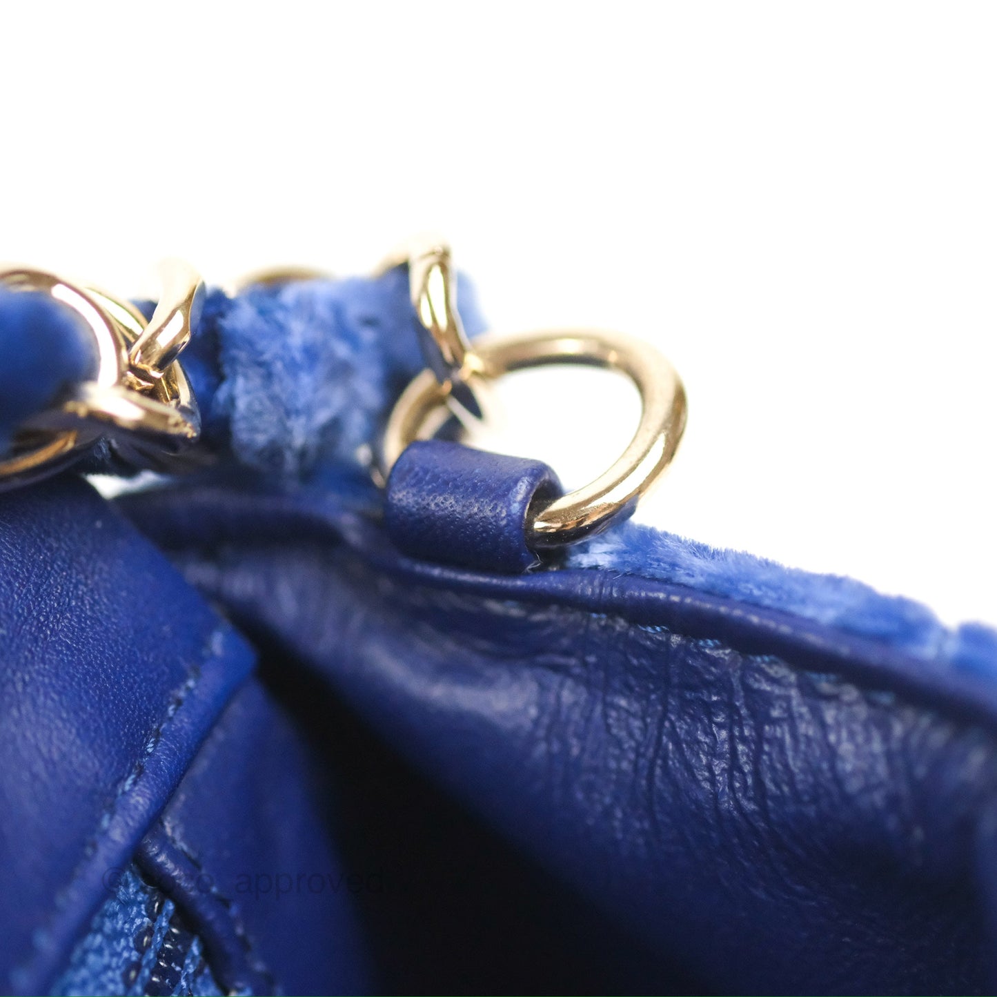 Chanel Quilted Mini Rectangular Flap Blue Velvet Gold Hardware