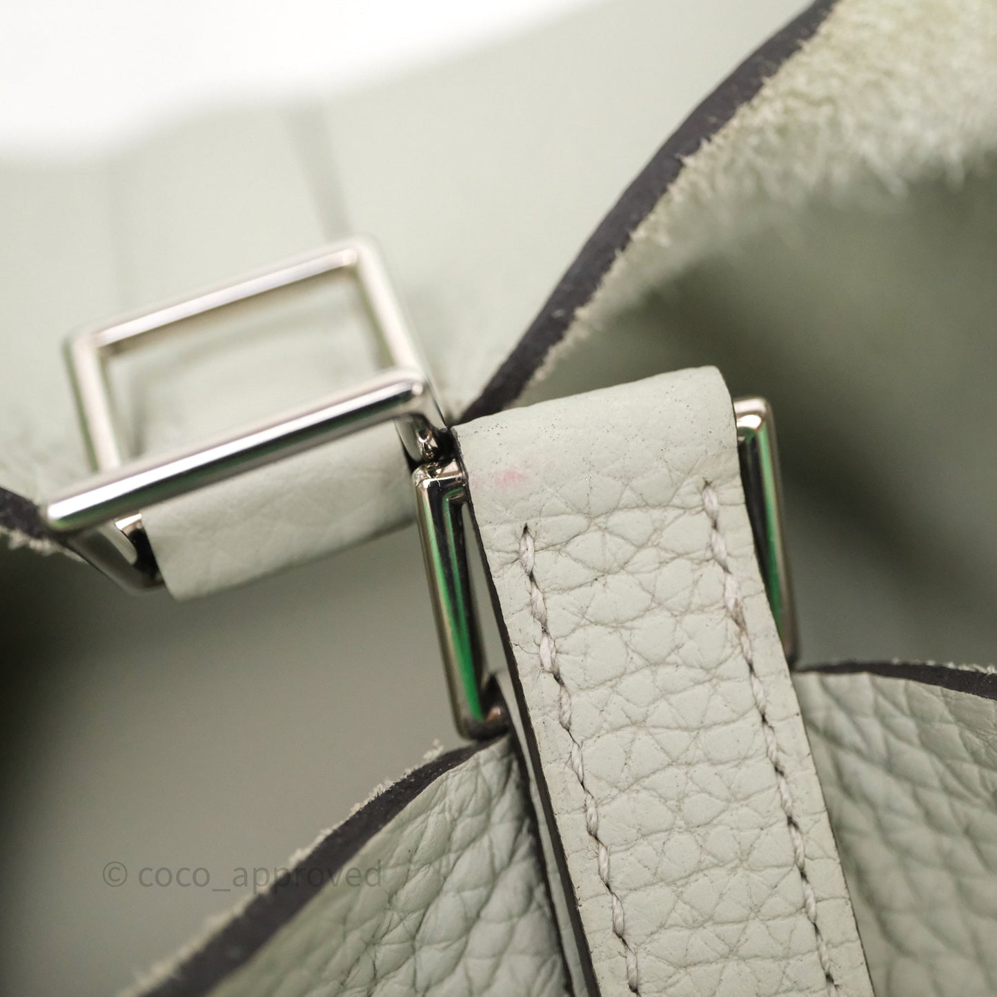 Hermes Picotin 18 Gris Neve/Vert 0V Comics Clemence Palladium Hardware
