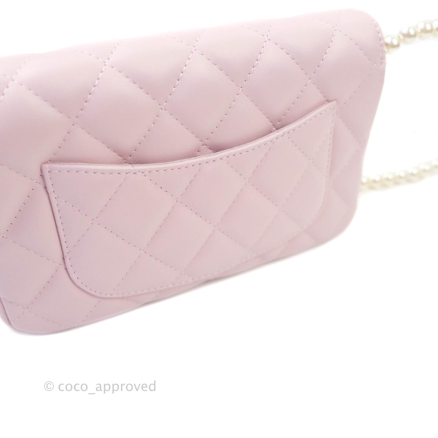 Chanel Quilted Wallet On Chain WOC With Pearl Chain Pink Aged Gold Hardware