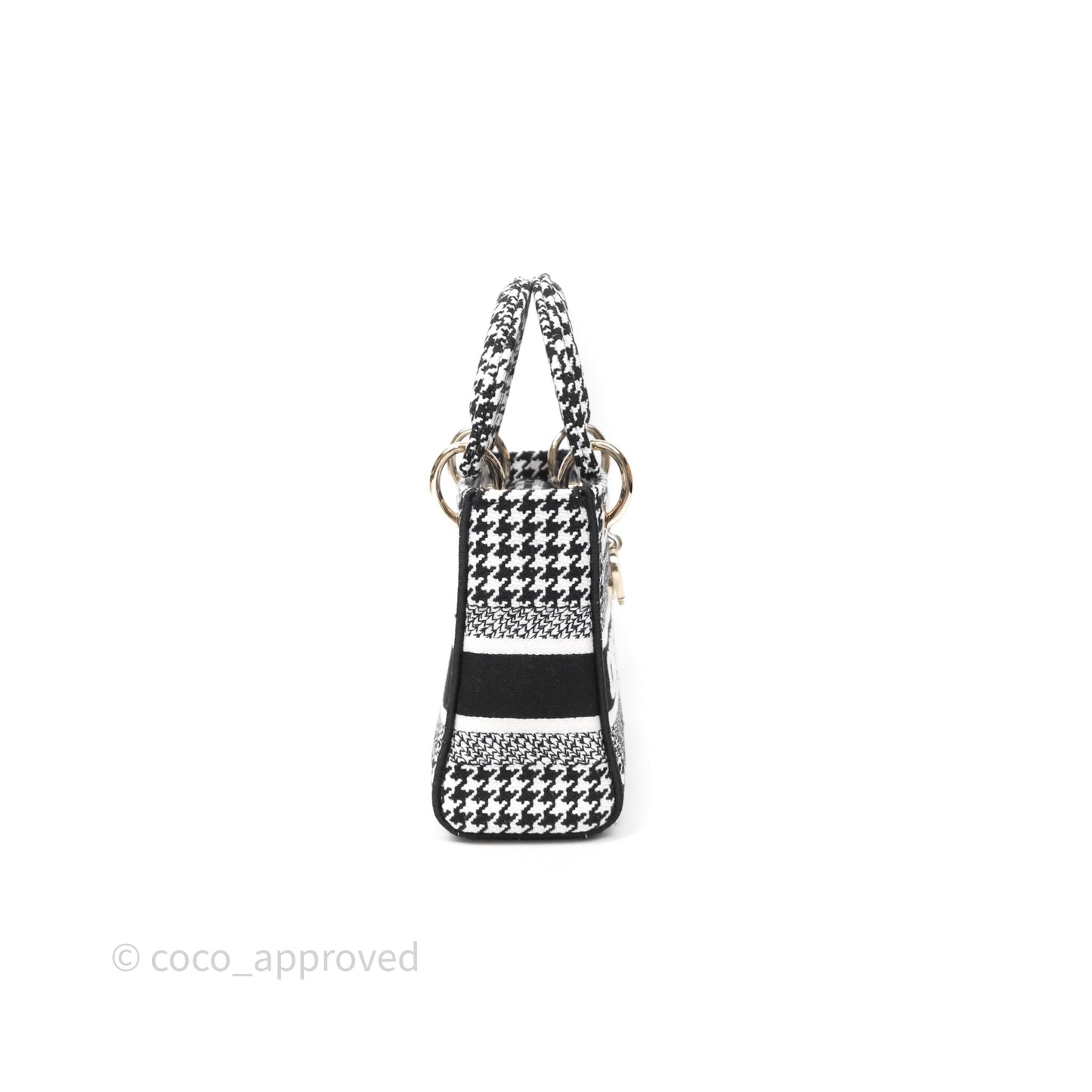 Christian Dior Mini Lady D-Lite Bag Black White Houndstooth