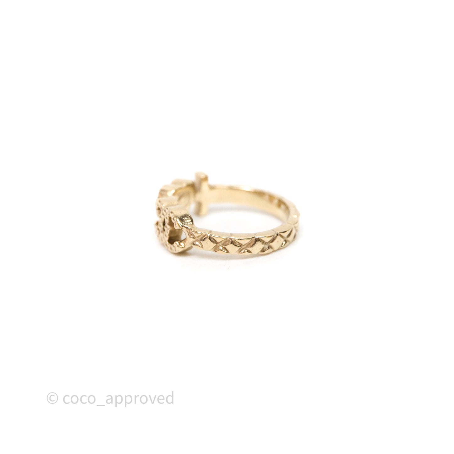 Chanel I Heart CC Logo Ring Gold Tone 17P