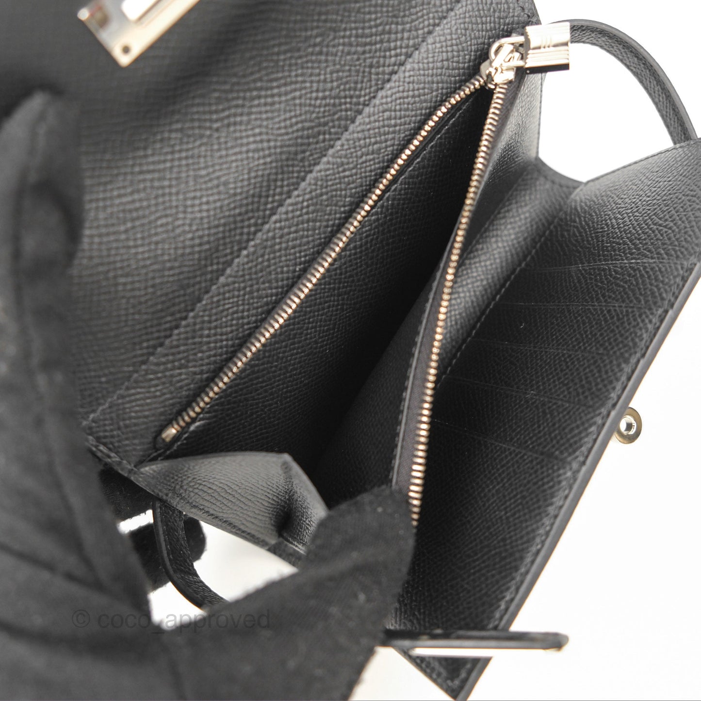 Hermès Small Kelly Wallet Black Epsom Palladium Hardware