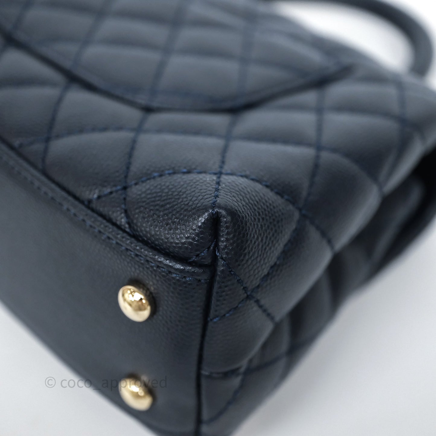Chanel Small Coco Handle Navy Caviar Light Gold Hardware
