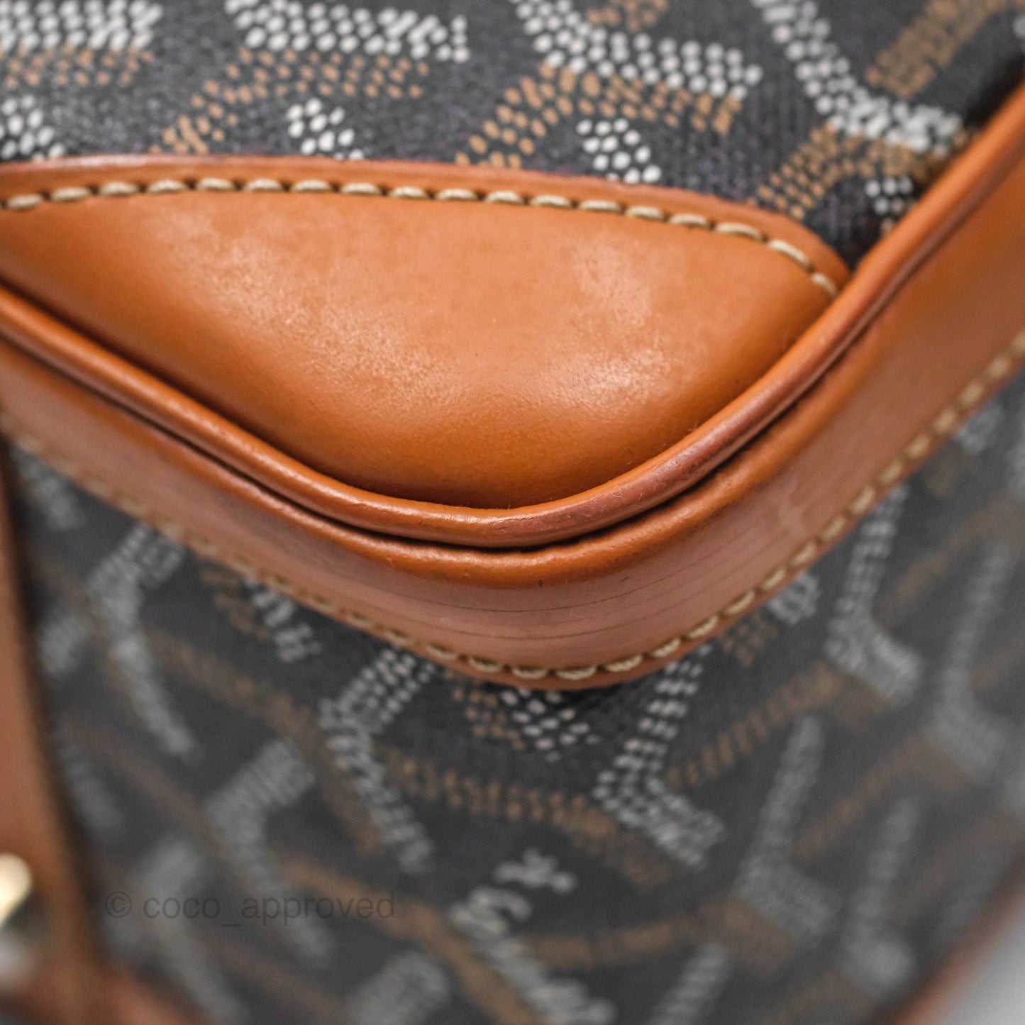 Goyard Saint Martin Bag Goyardine Canvas Black/ Tan