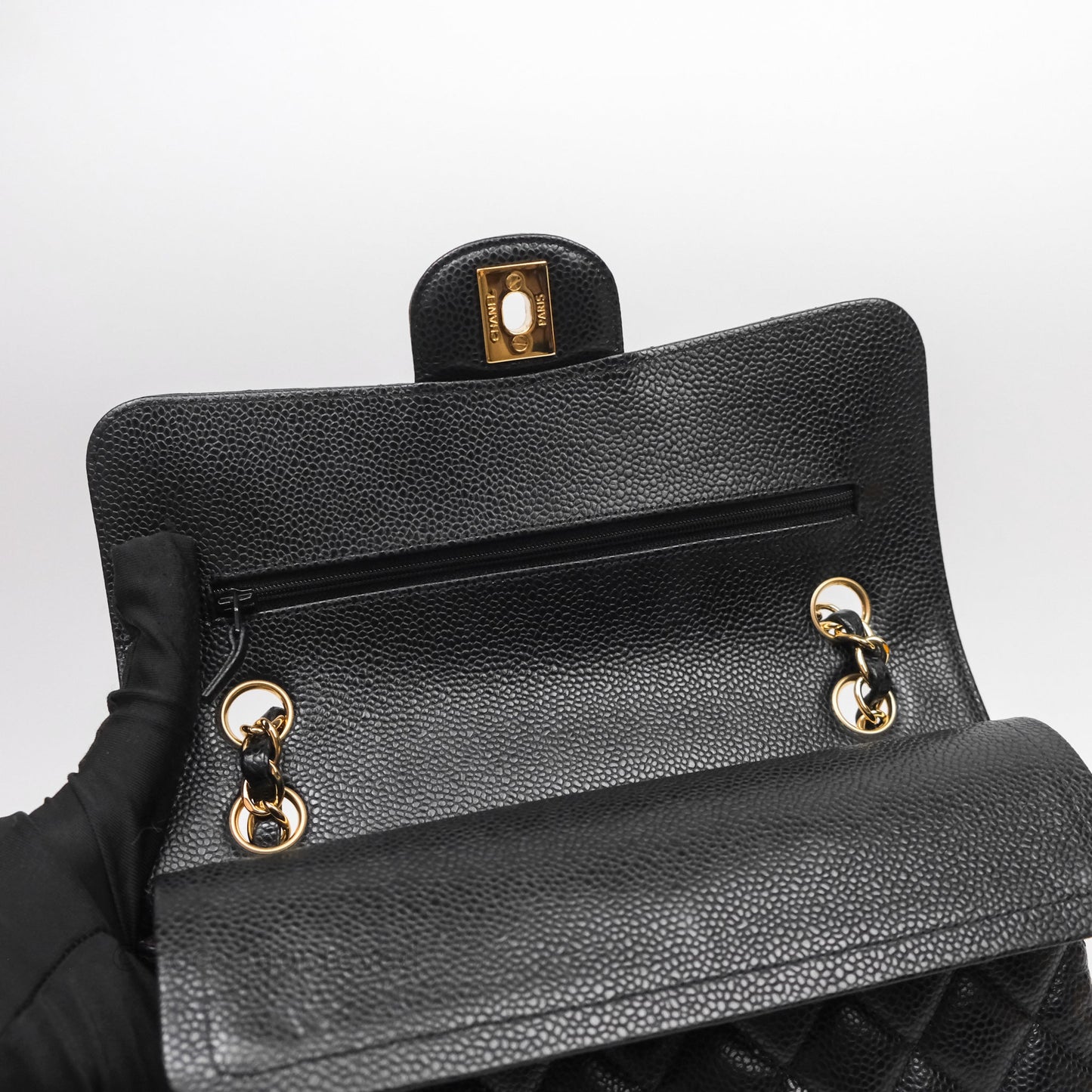 Chanel Small Classic Flap Quilted Black Caviar Gold Hardware
