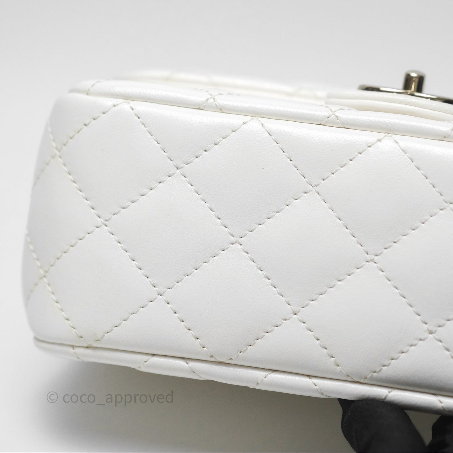 Chanel Crystals Top Handle Mini Rectangular Flap Bag White Lambskin Gold Hardware