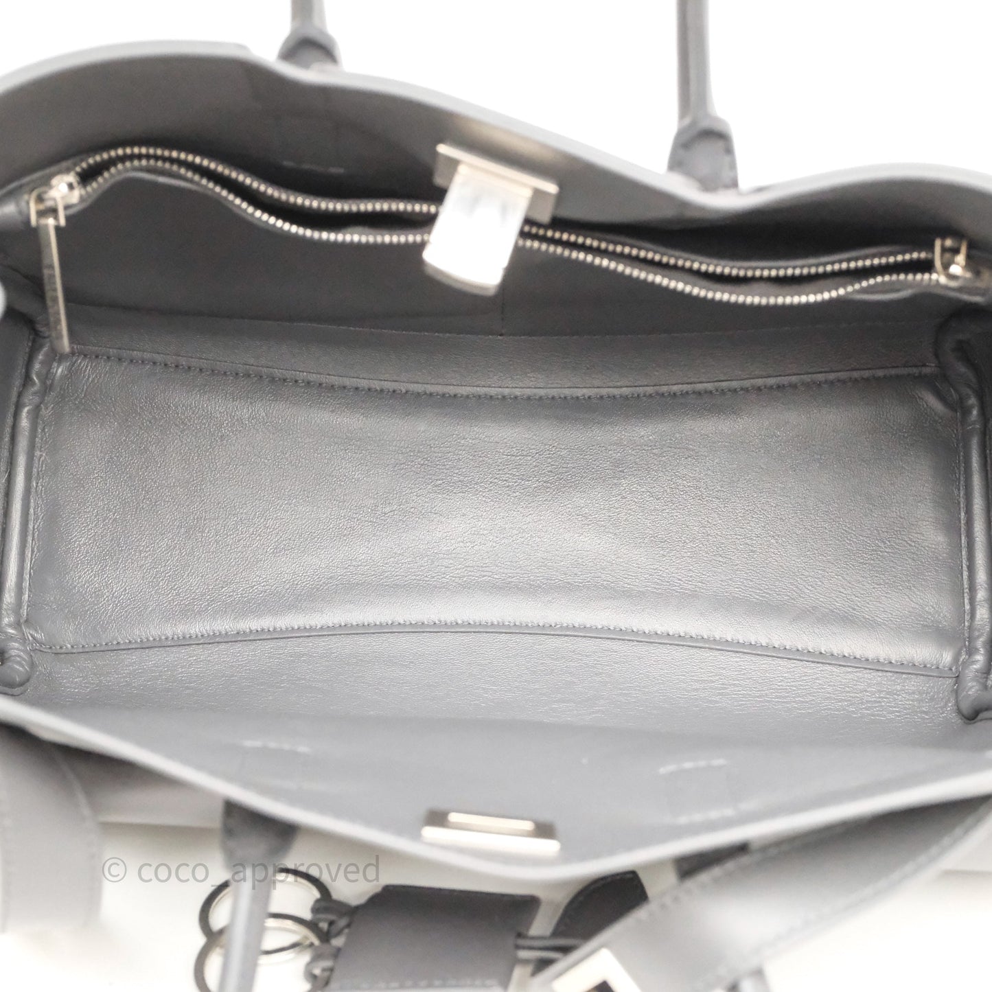 Balenciaga Small Bel Air Carry All Bag Grey Calfskin Silver Hardware