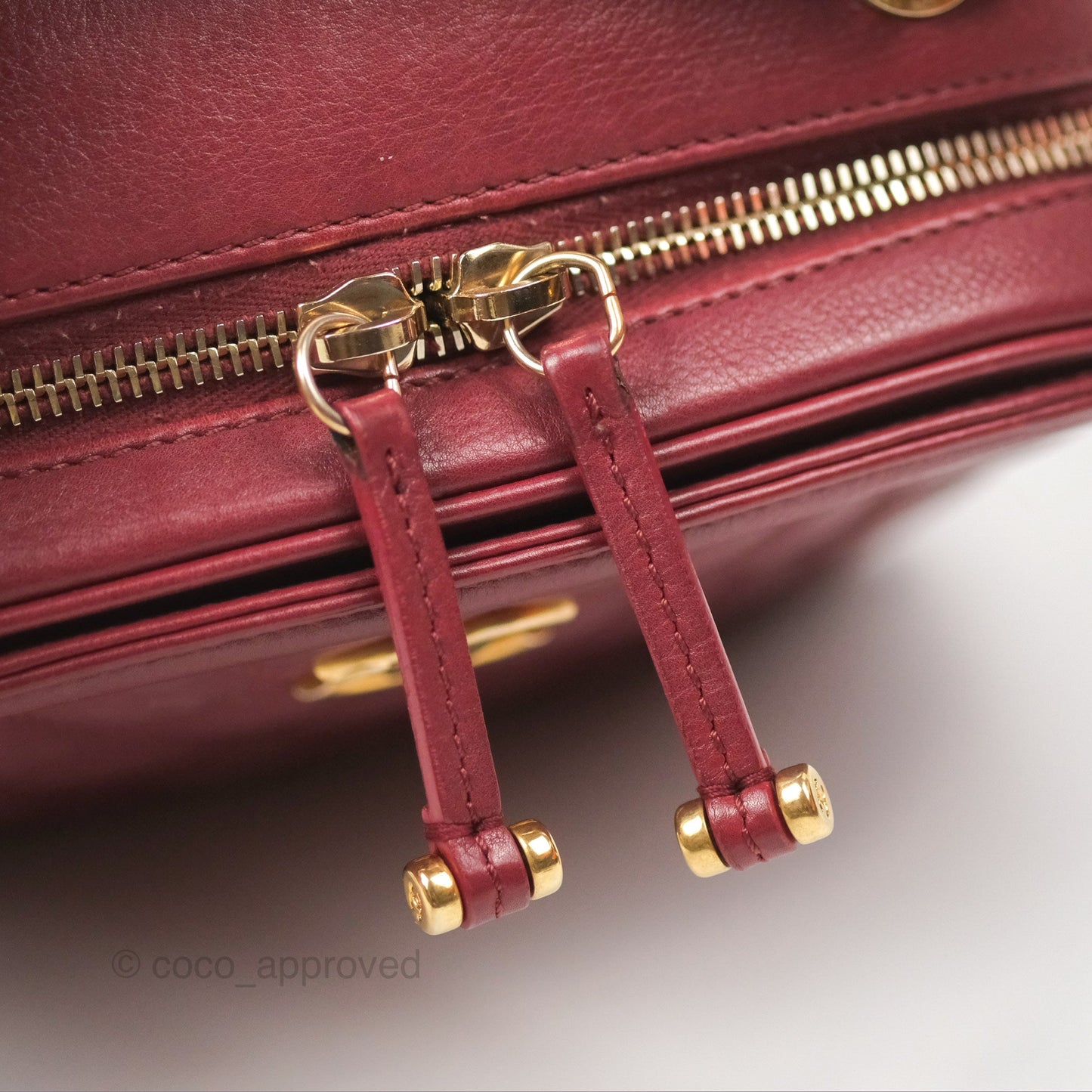 Chanel Quilted CC Small Vanity Case Dark Red Calfskin