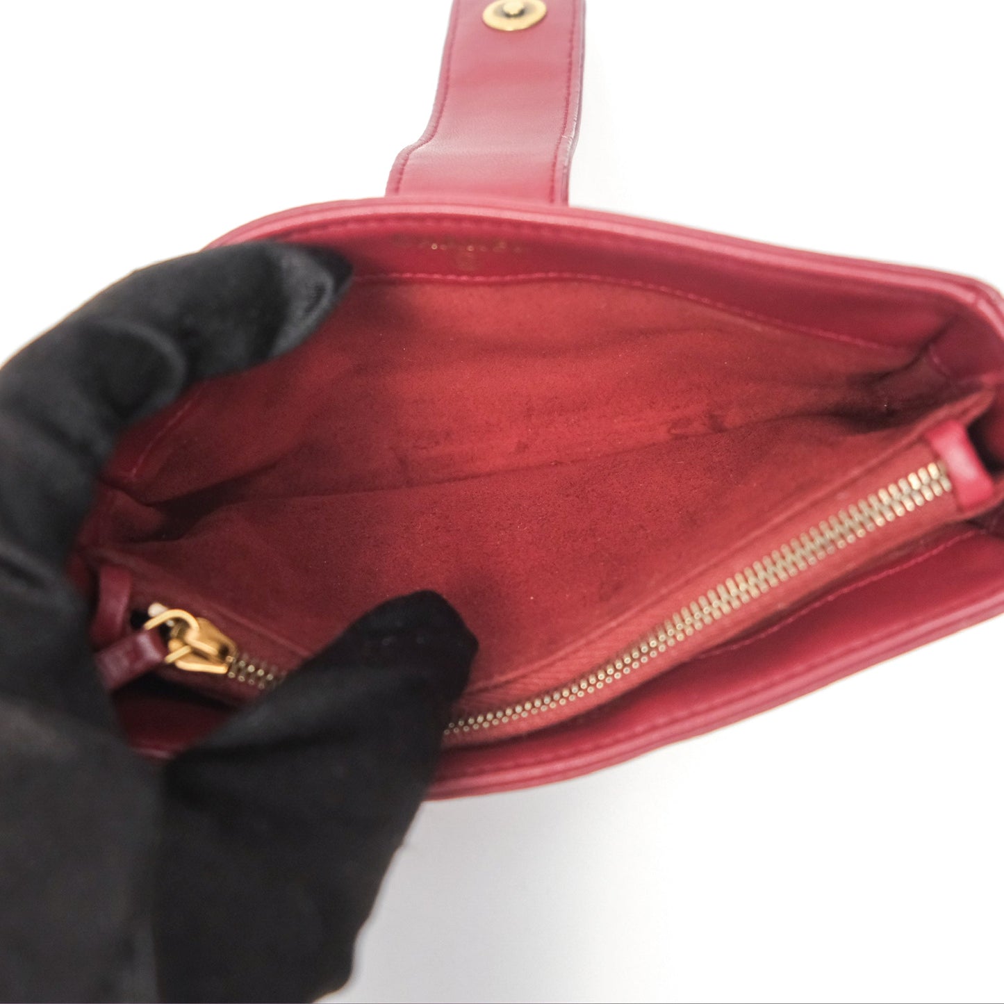 Chanel Quilted Boy Coin Case Dark Red Aged Gold Hardware