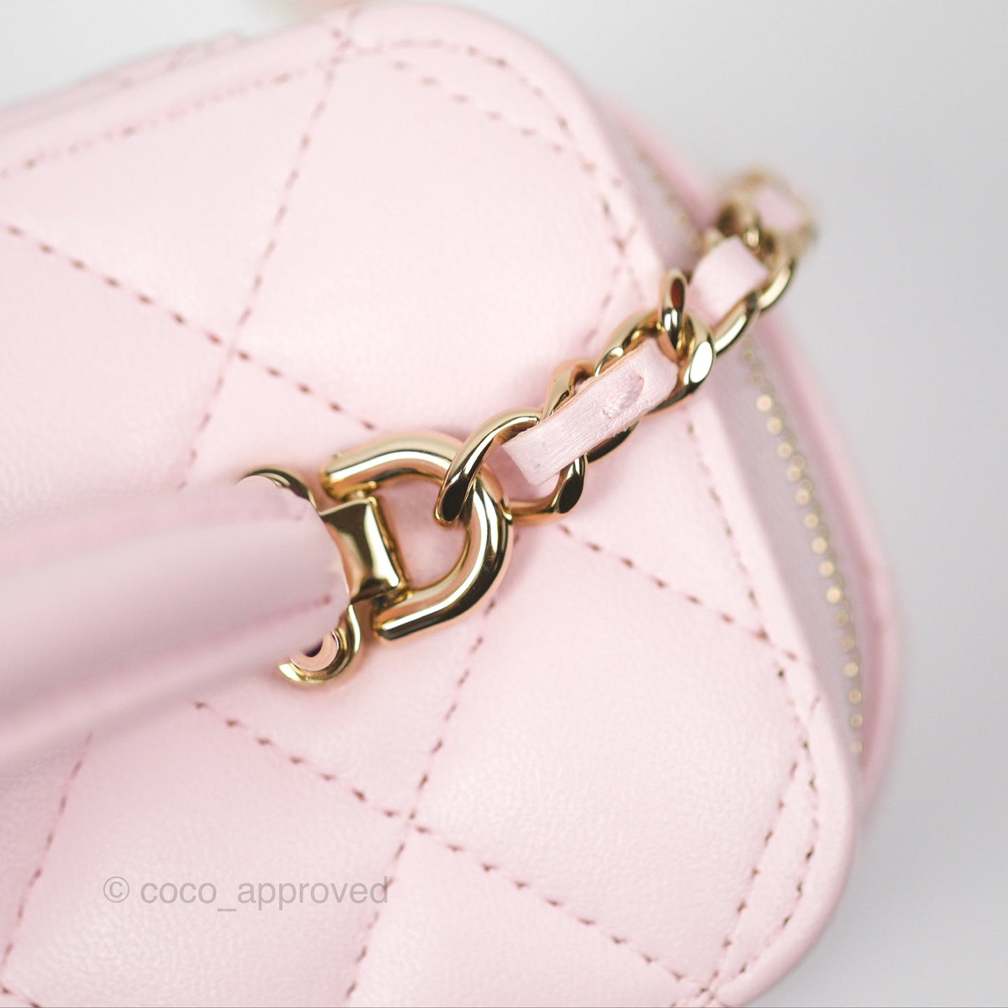 Chanel Vanity Rectangular Top Handle Pink Lambskin Gold Hardware