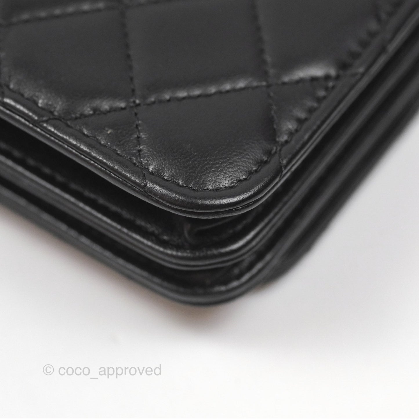 Chanel Quilted Mini Wallet on Chain WOC Black Lambskin Silver Hardware