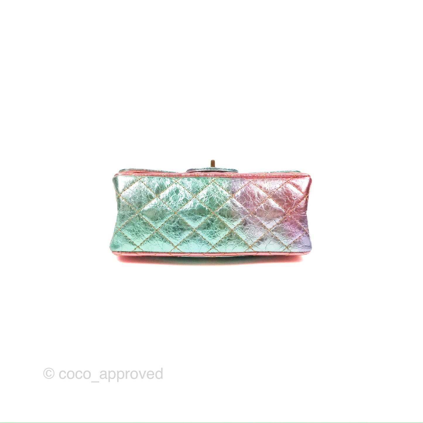 Chanel Quilted Mini Reissue 224 Metallic Rainbow Crumpled Calfskin Gold Hardware