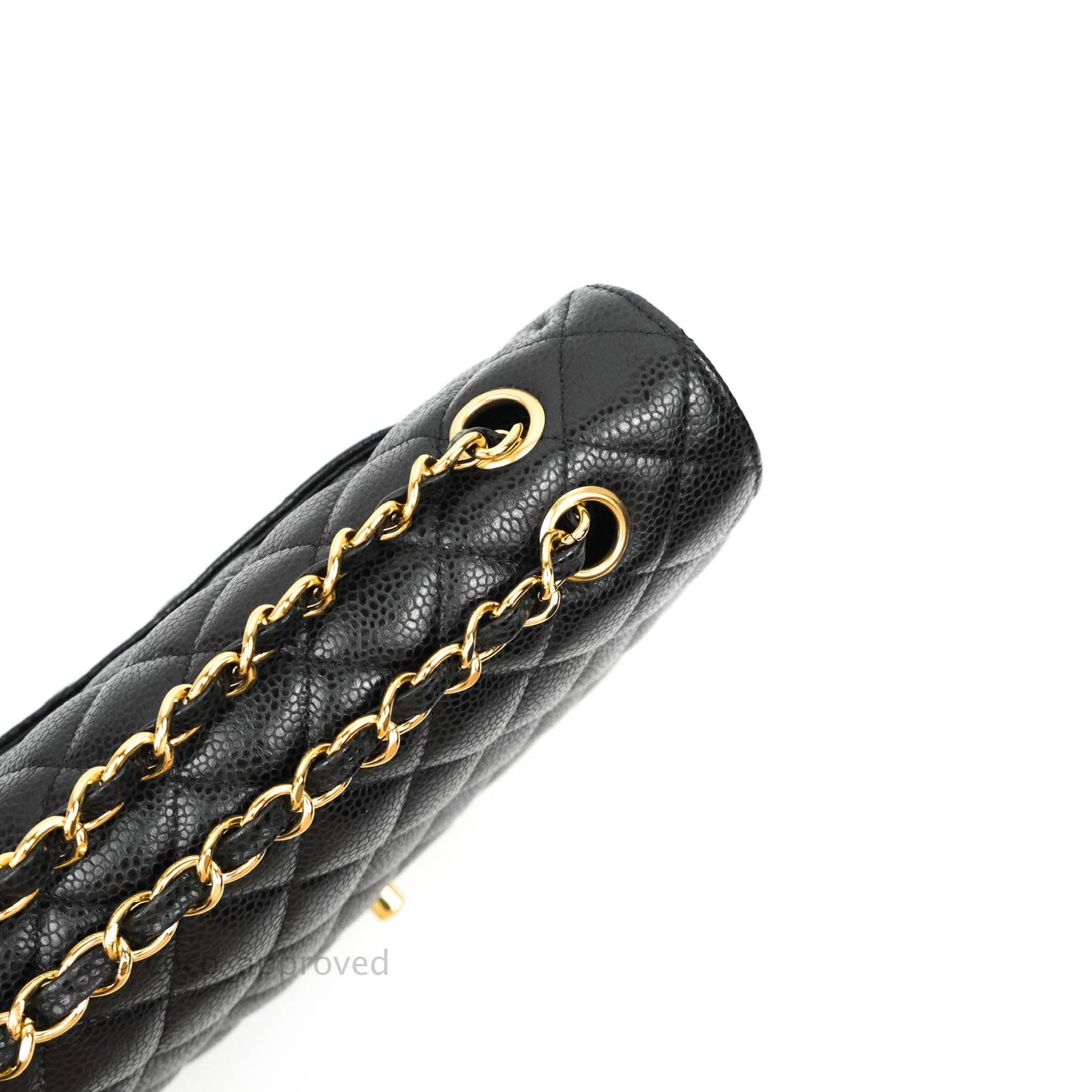 Chanel Quilted M/L Medium Double Flap Black Caviar Gold Hardware