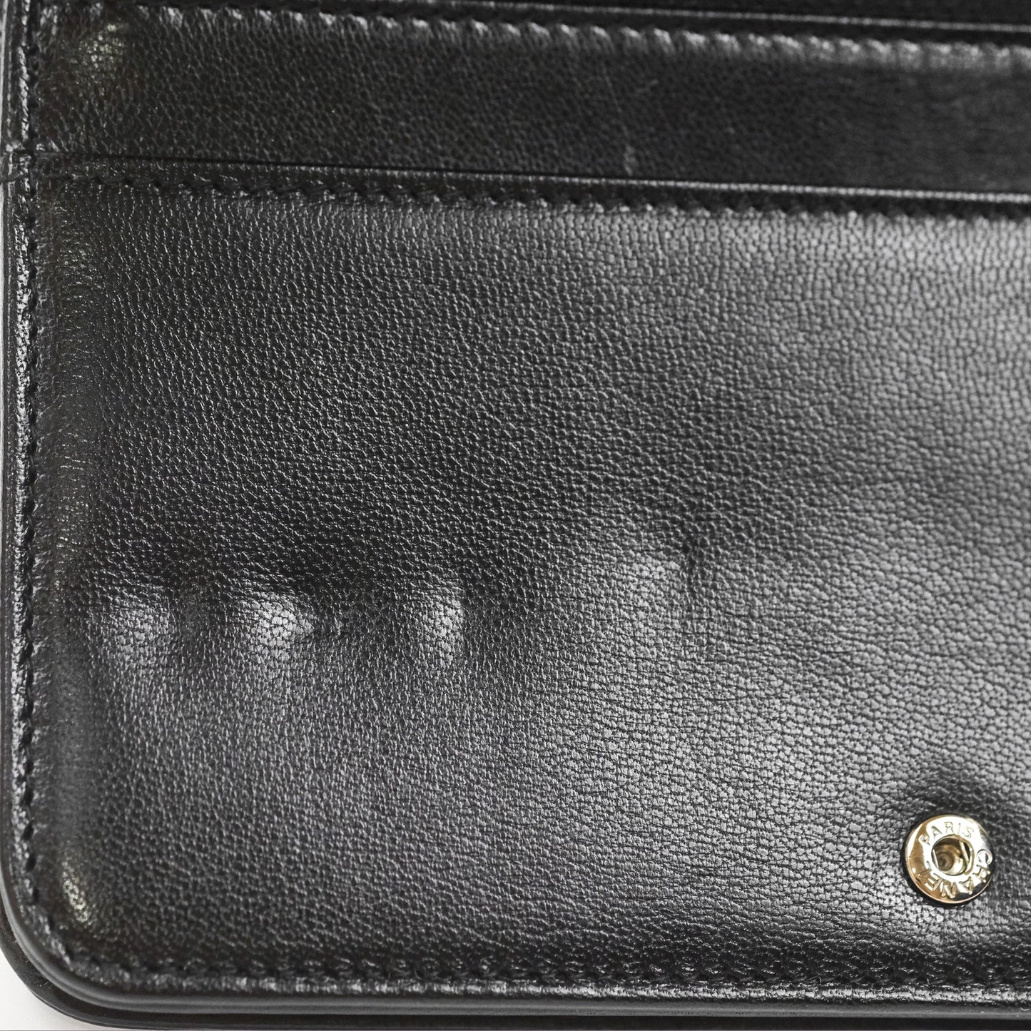 Chanel Diamond CC Wallet On Chain WOC Black Goatskin Silver Hardware