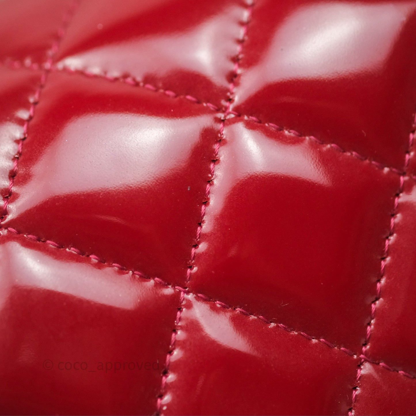 Chanel Quilted Mini Rectangular Flap Red Patent Silver Hardware