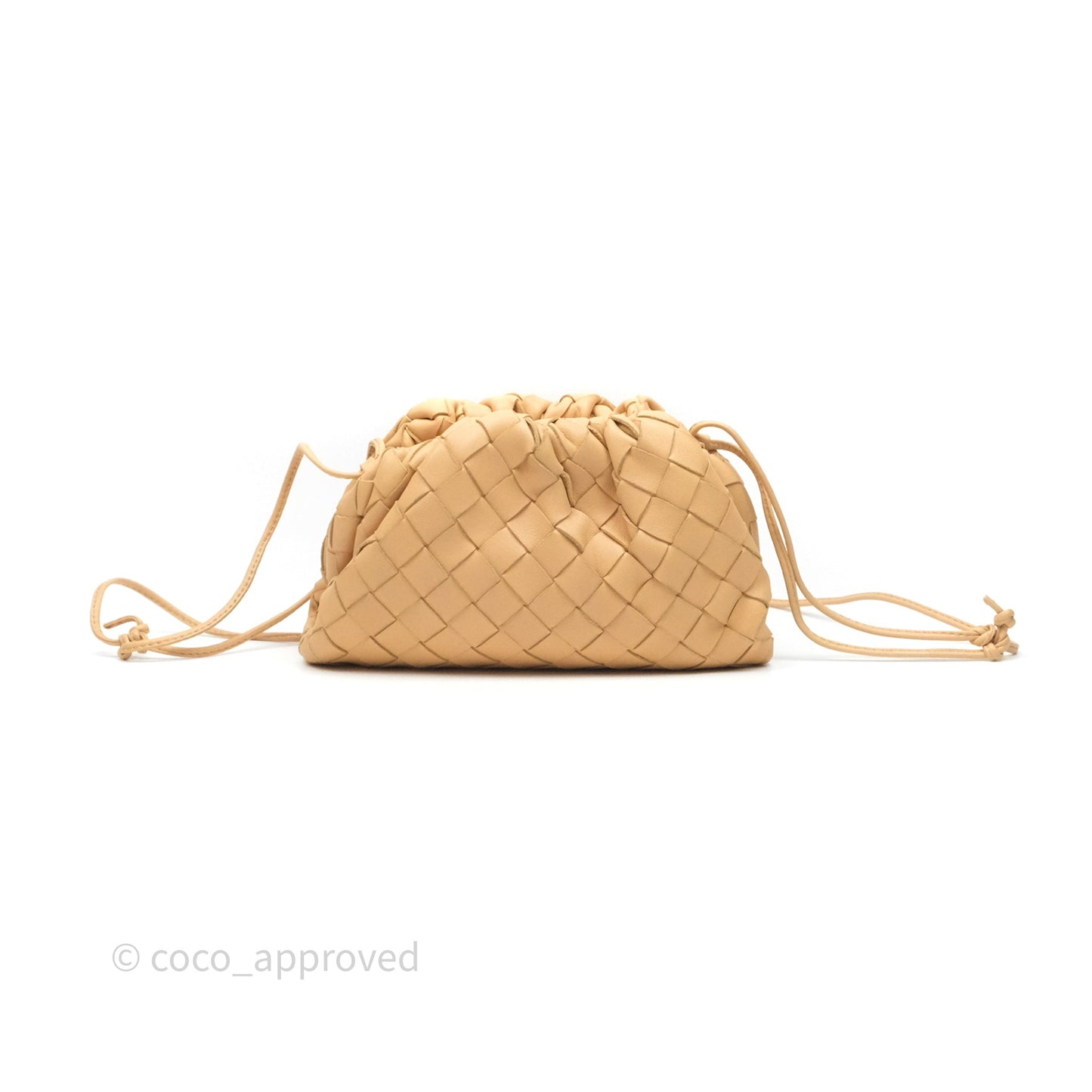 Bottega Veneta The Mini Pouch Intrecciato Lambskin Beige