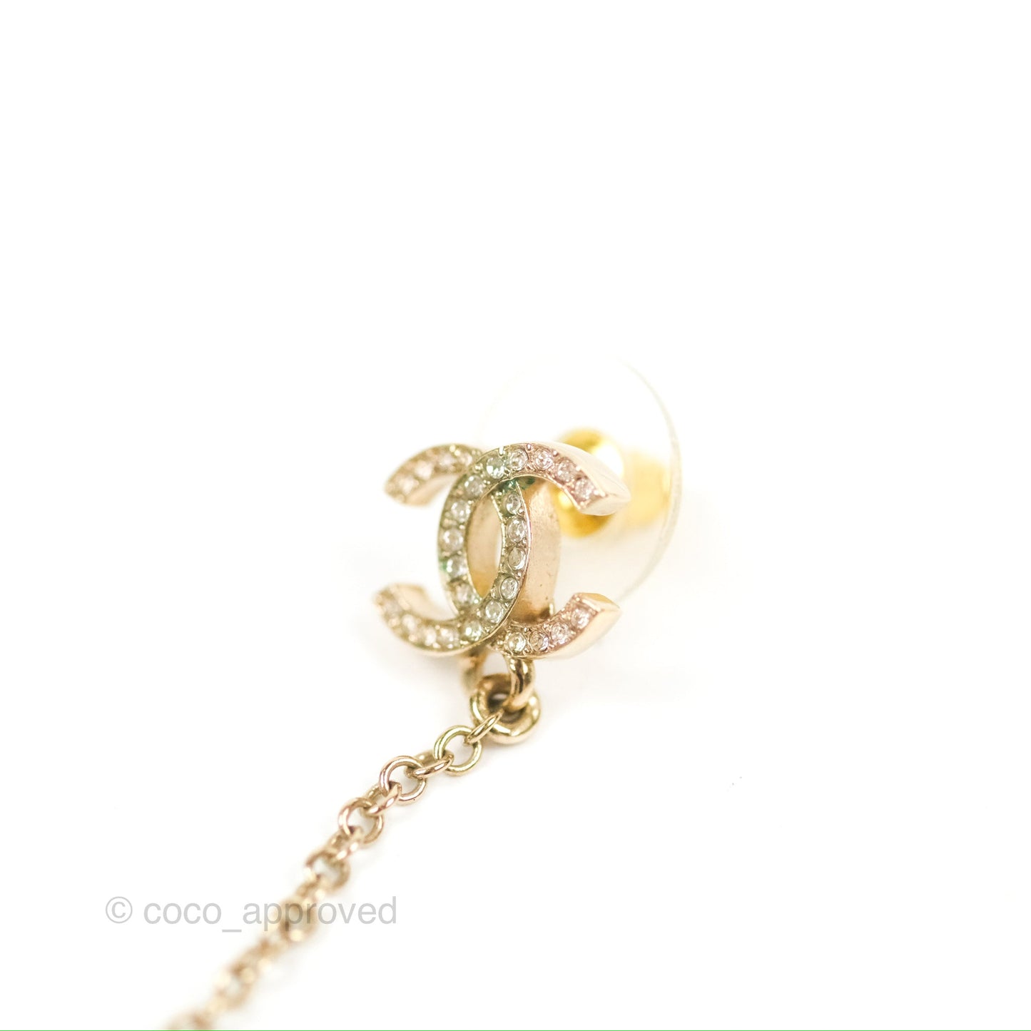 Chanel Crystal CC Earrings Earcuff Gold Tone 22C