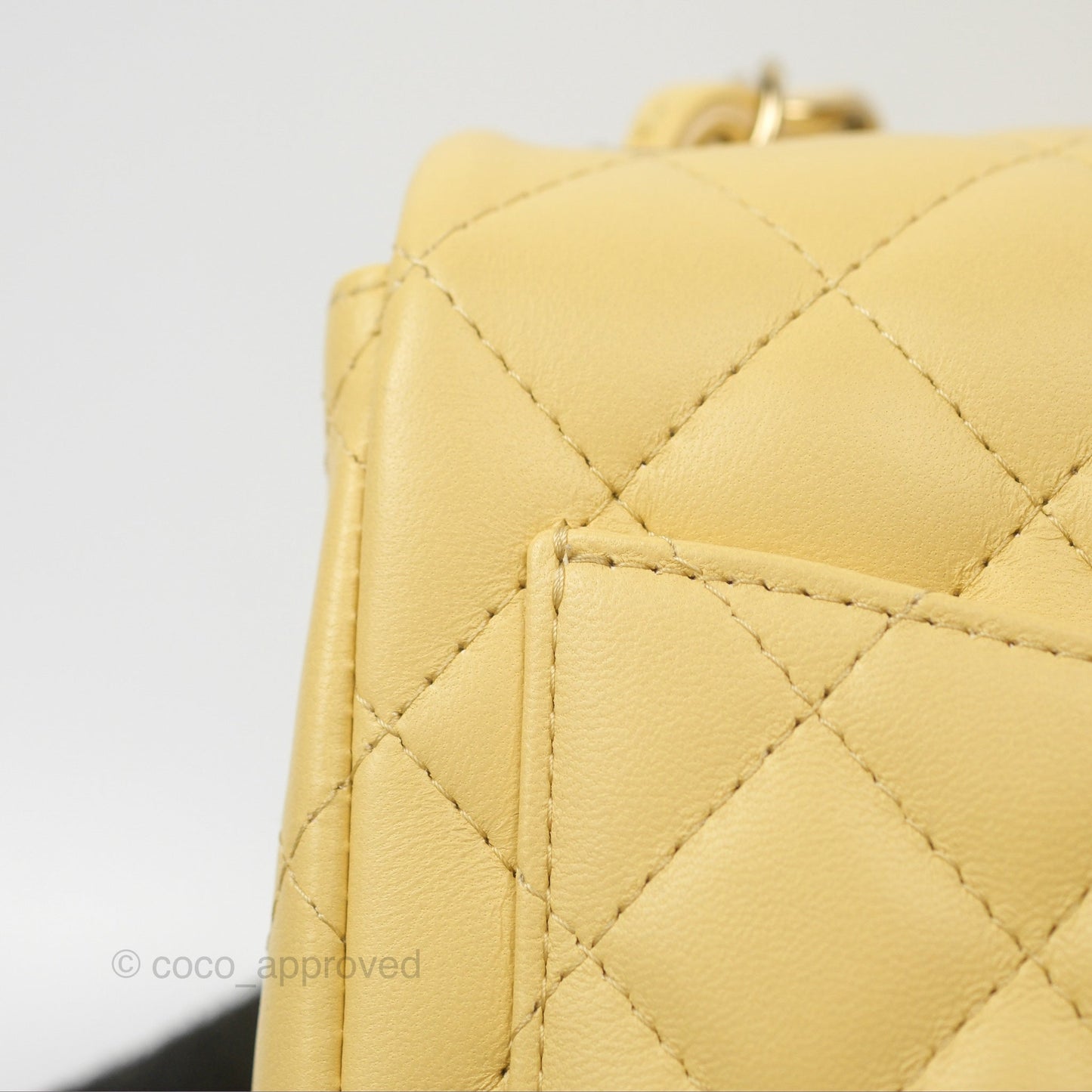 Chanel Quilted Mini Square Yellow Lambskin Gold Hardware