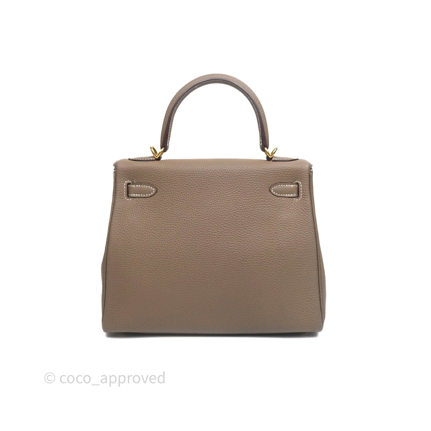 Hermès Retourne Kelly 25 Etoupe 18 Togo Gold Hardware