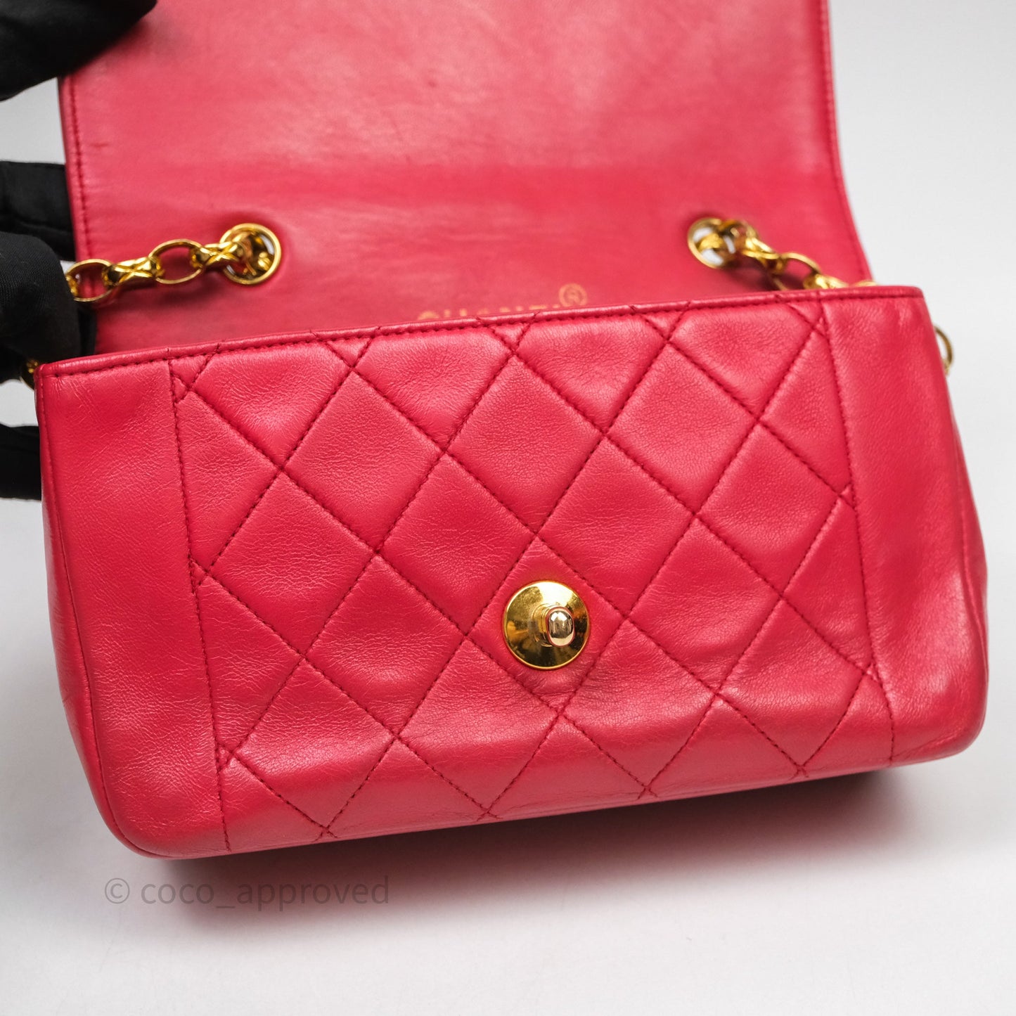 Chanel Vintage Mini Bijoux Chain Flap Bag Red Gold Hardware