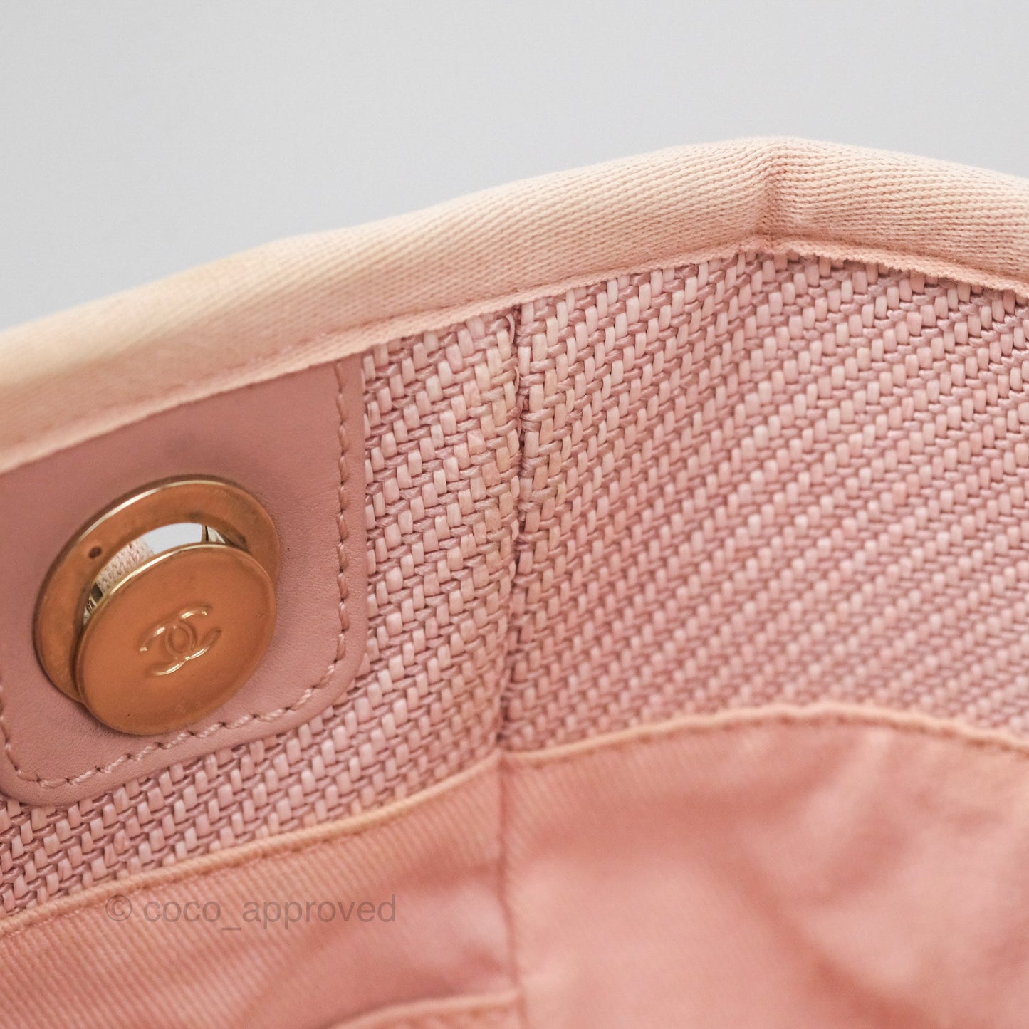 Chanel Small Vertical Deauville Canvas Pink Gold Hardware