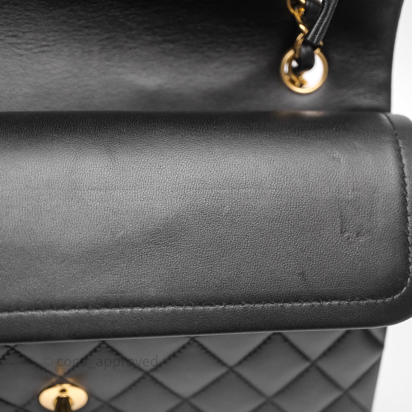 Chanel Classic M/L Medium Flap Quilted Black Lambskin Gold Hardware