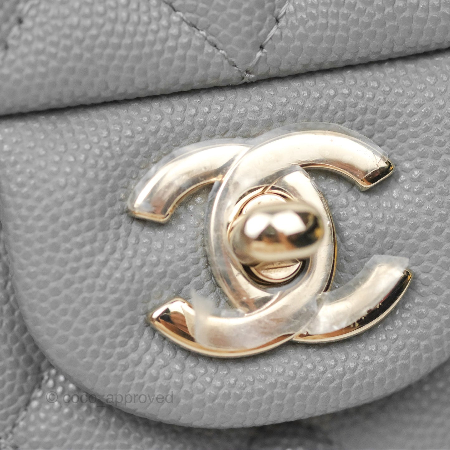 Chanel Small Classic Quilted Flap Grey Caviar Gold Hardware