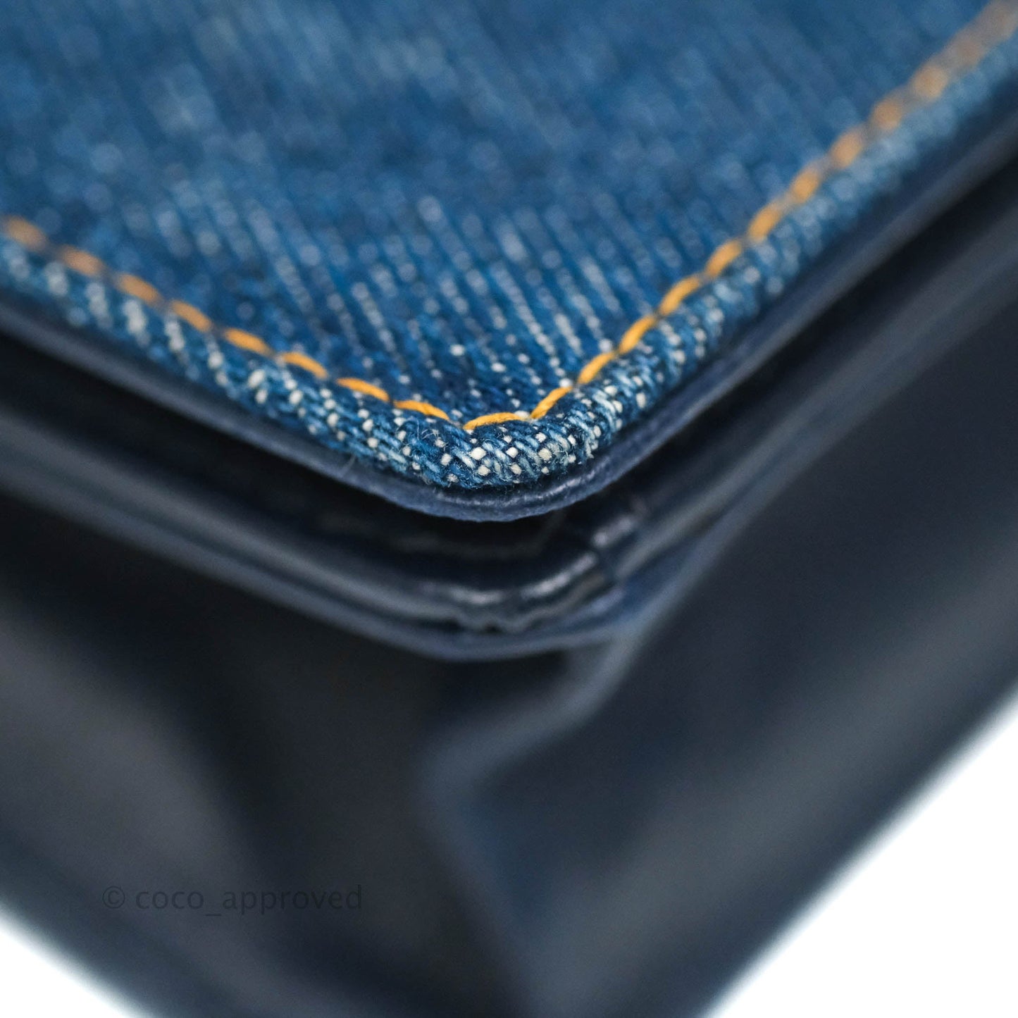Chanel Vintage Denim Wallet On Chain WOC Gold Hardware