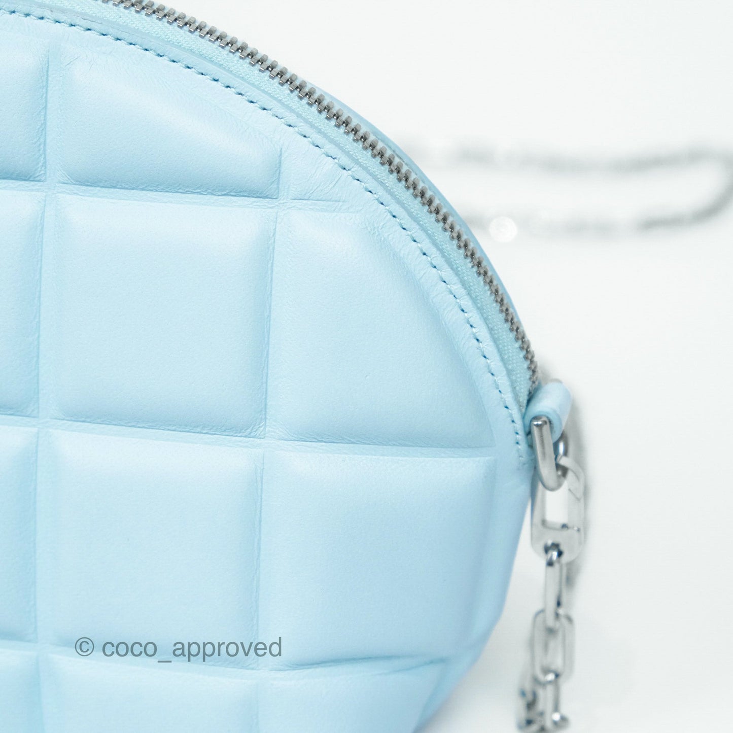 Bottega Veneta Mini Half Moon Bag Topazio Blue Nappa Lambskin Silver Hardware