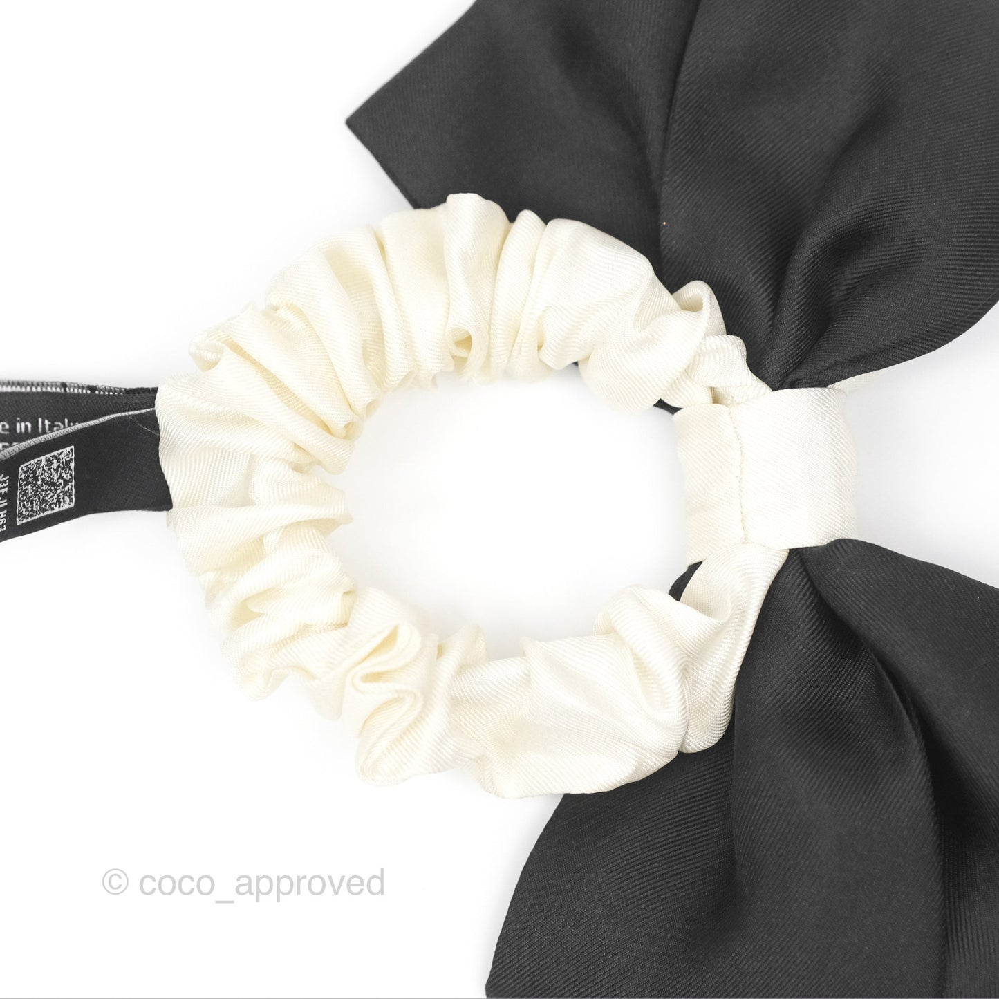 Chanel Bow Silk Hair Accessory Ivory & Black