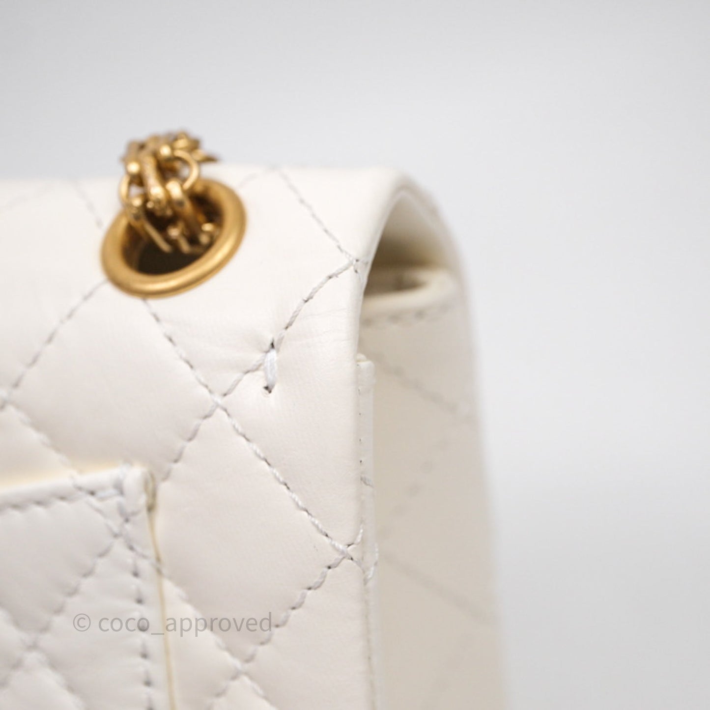 Chanel Mini Reissue 224 White Calfskin Aged Gold Hardware