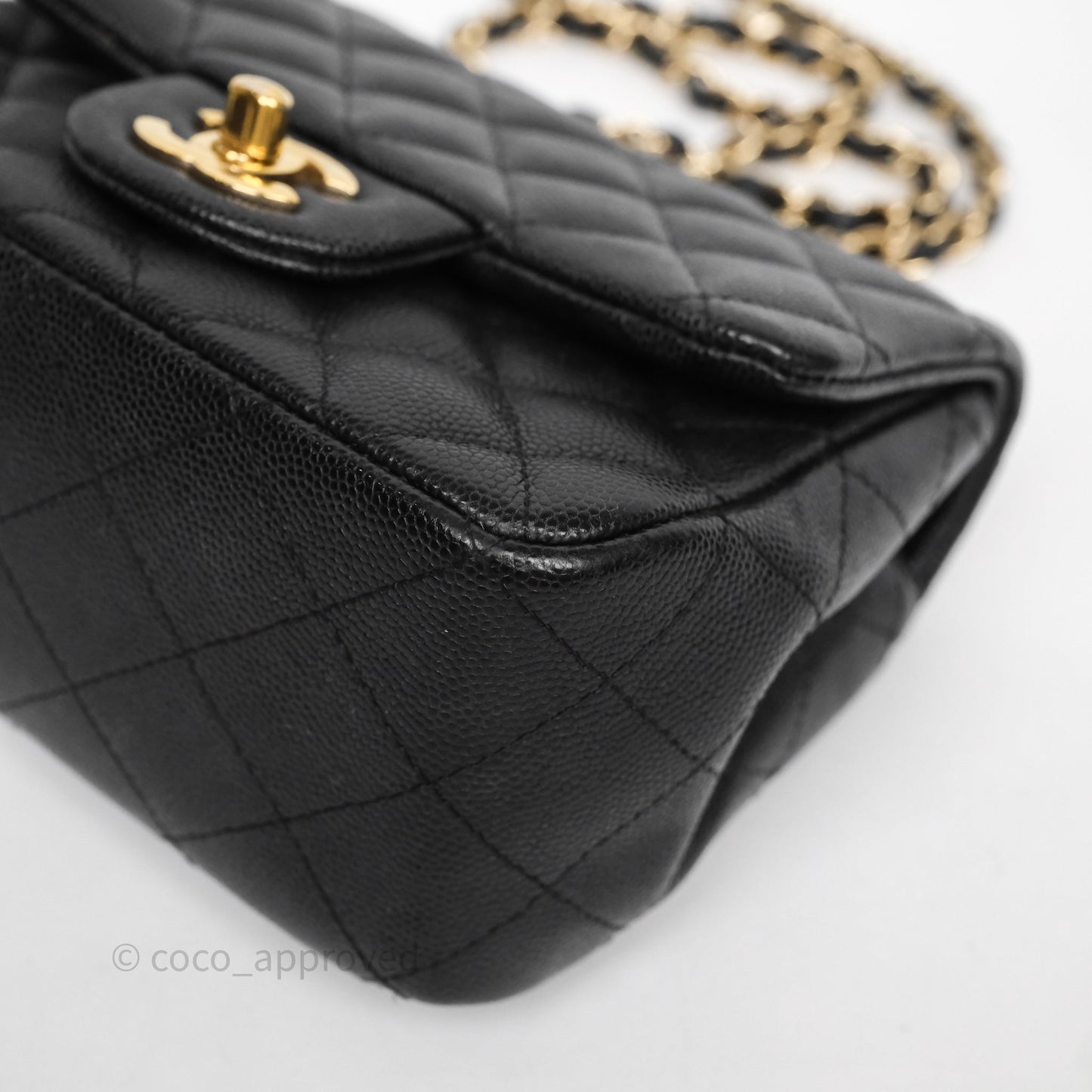Chanel Mini Square Quilted Black Caviar Gold Hardware