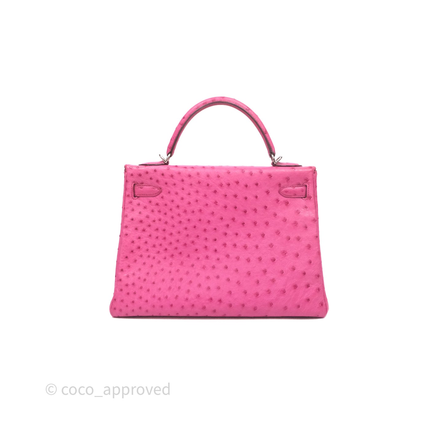 Hermes Kelly 32 Fuchsia Ostrich Palladium Hardware