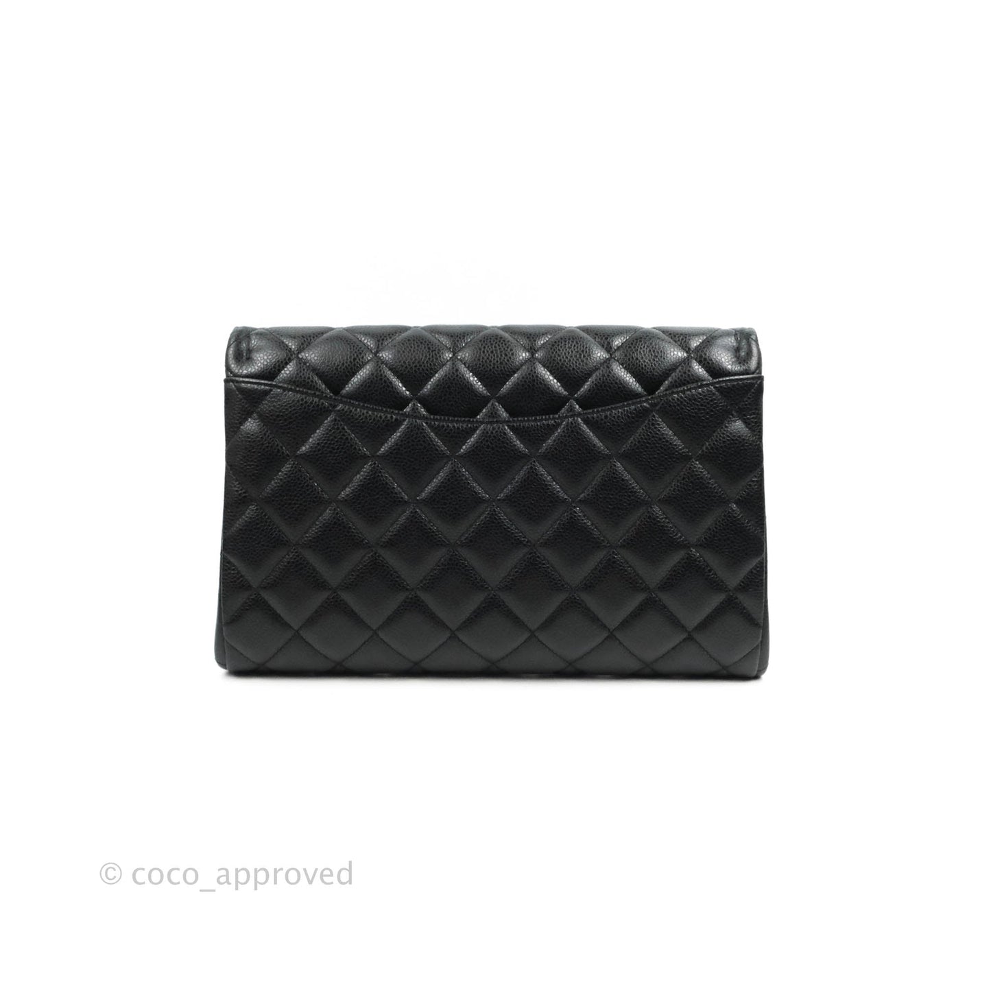 Chanel Quilted Clutch with Chain Caviar Black Silver Hardware