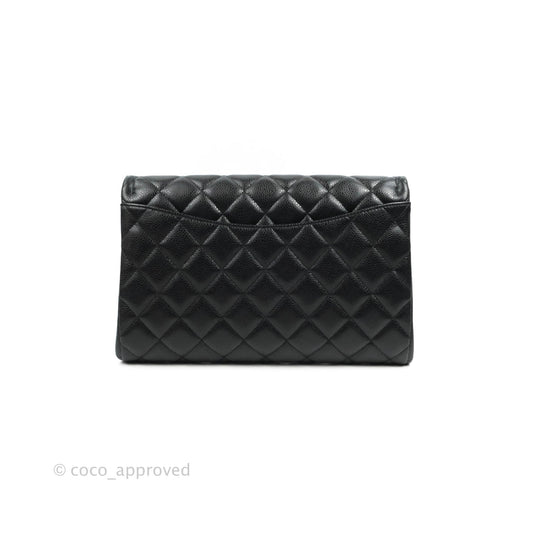 Chanel Quilted Clutch with Chain Caviar Black Silver Hardware