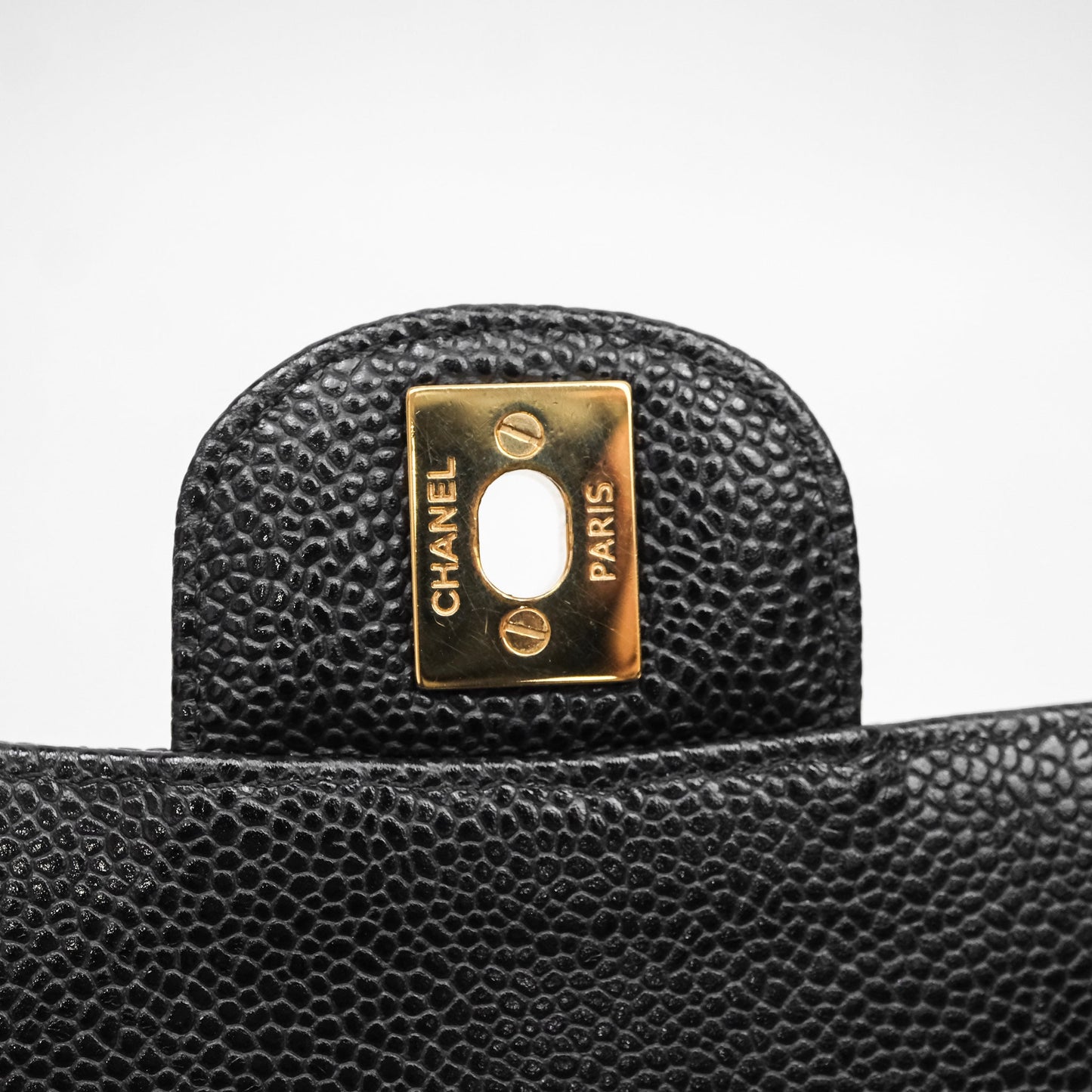 Chanel Classic M/L Medium Flap Quilted Black Caviar Gold Hardware