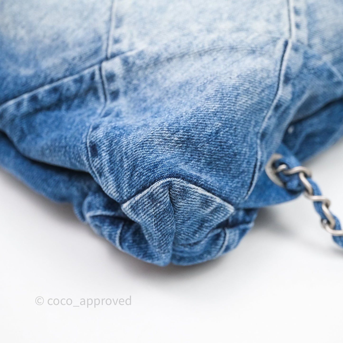Chanel 22 Small Backpack Blue Denim Ruthenium Hardware