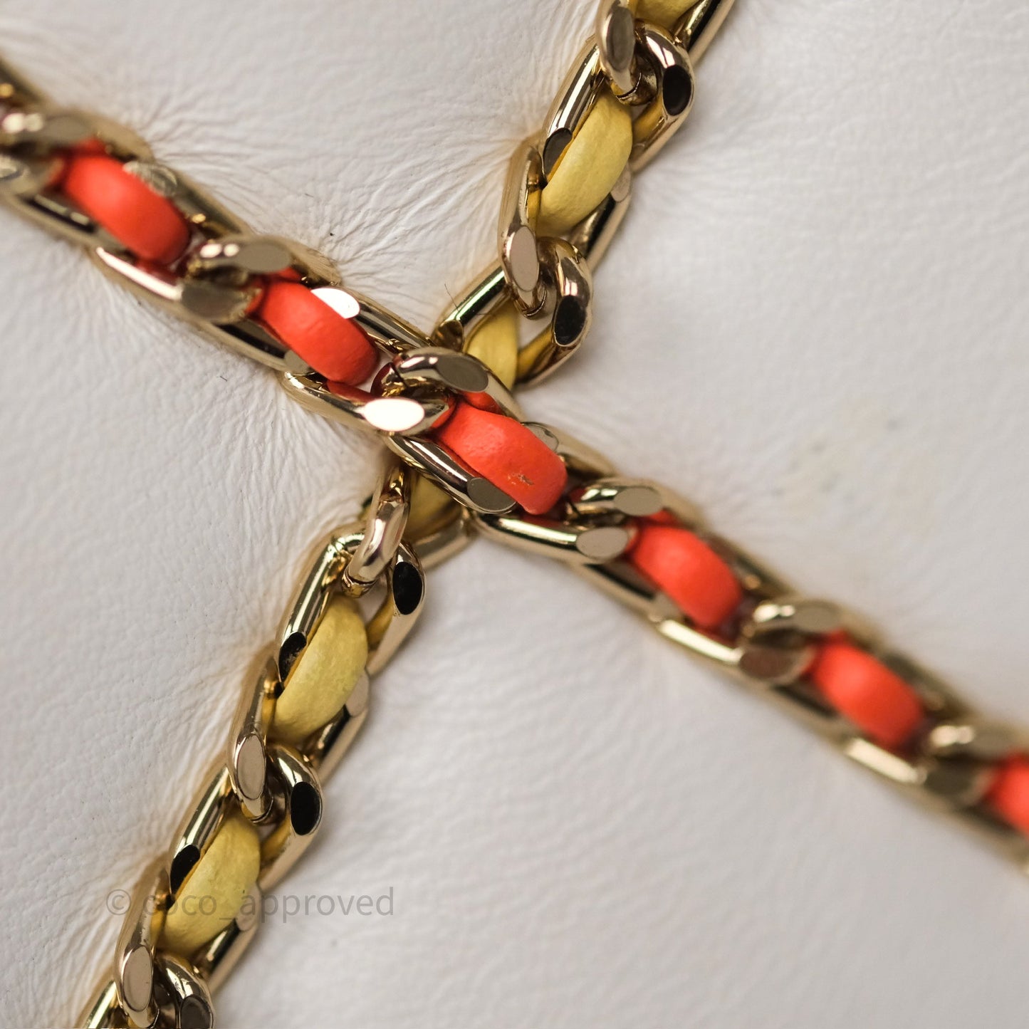Chanel Small Entwined Chain Flap White Lambskin Gold Hardware