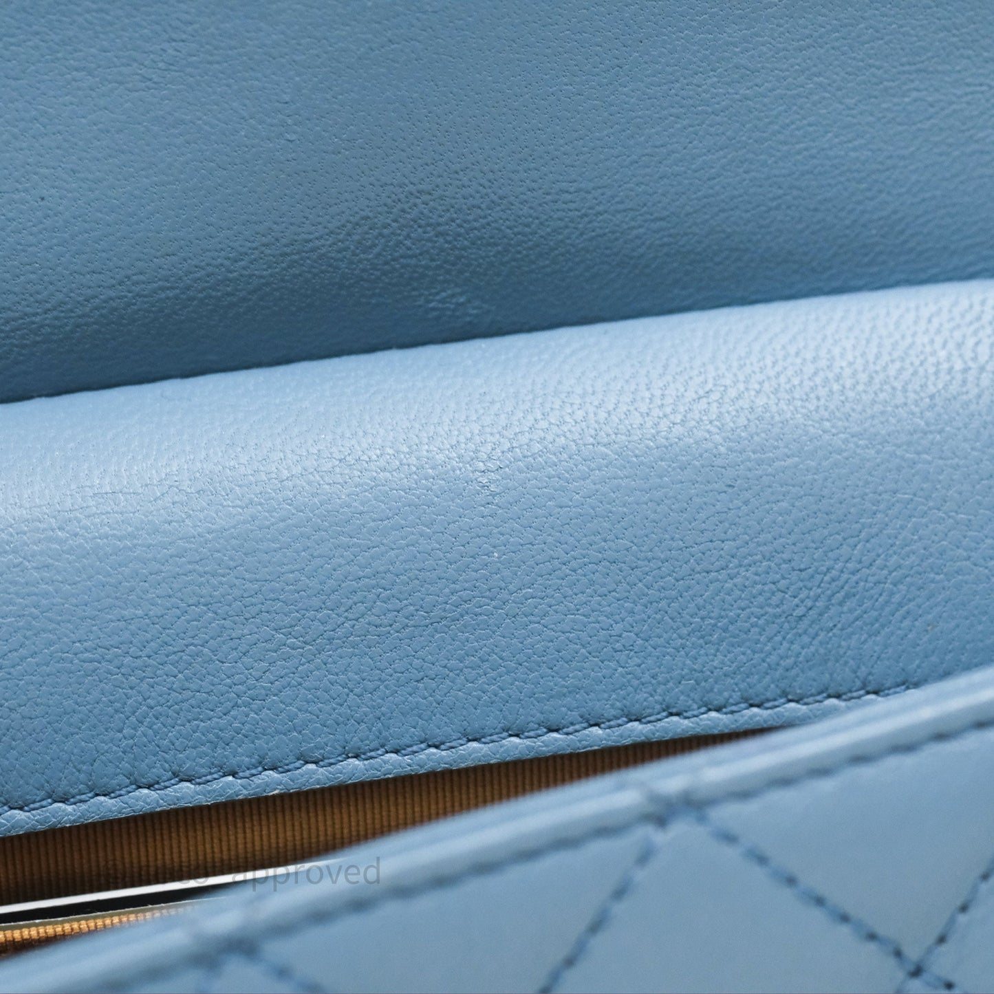 Chanel Curved Flap Bag Blue Lambskin Aged Gold Hardware